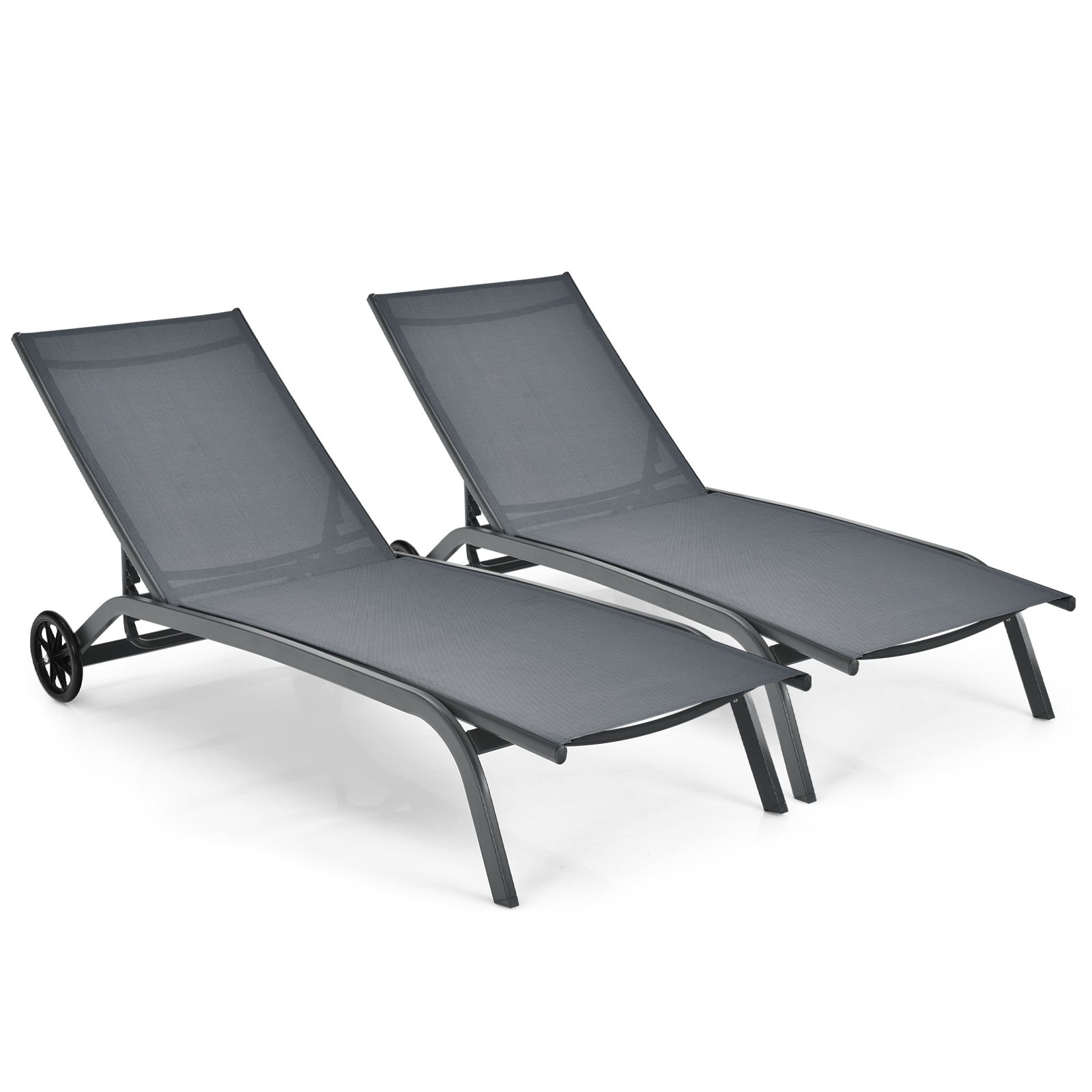 Patio Lounge Chairs Outdoor Chaise Lounge With 6 Adjustable Positions