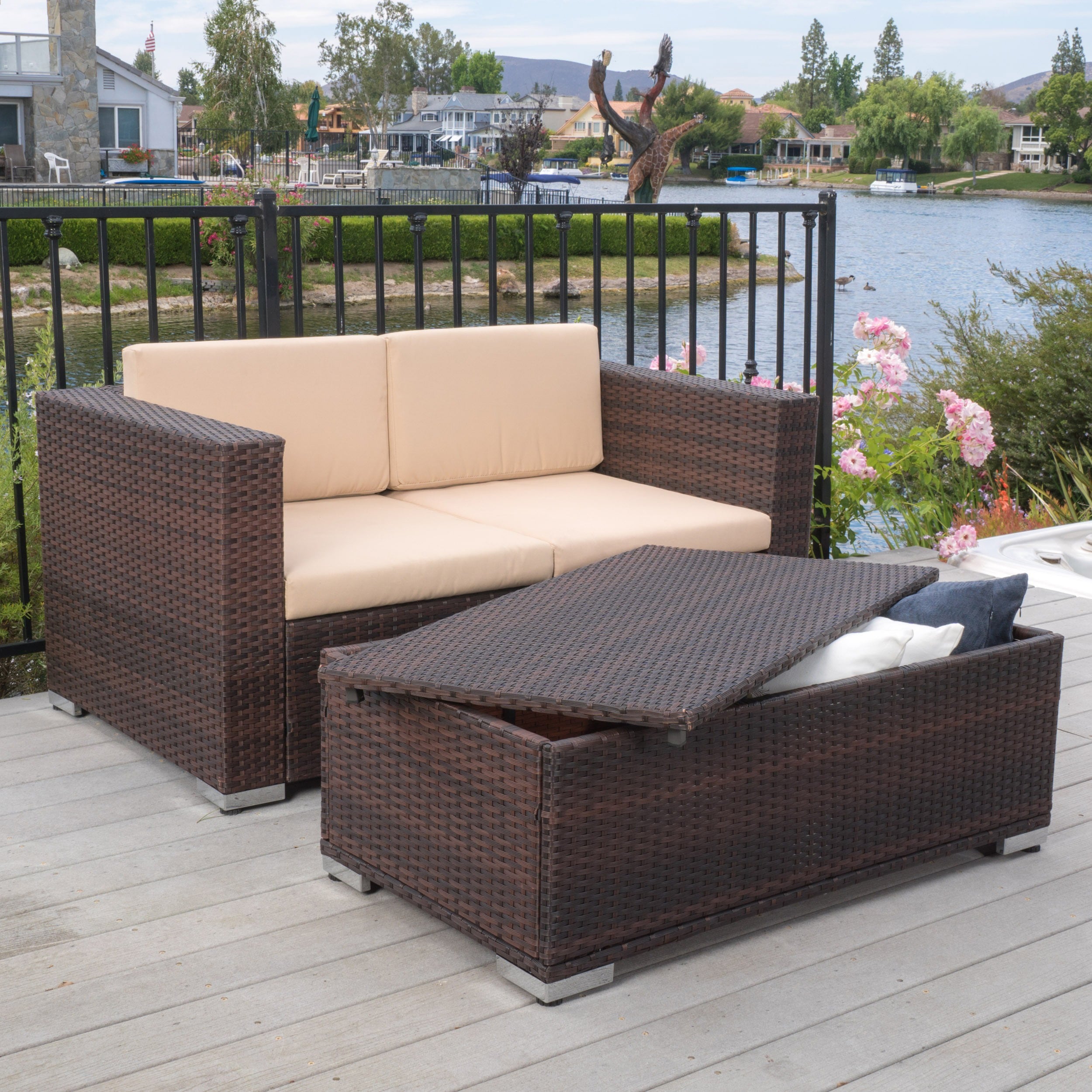 Murano Outdoor 2-piece Aluminum Chat Set With Cushions By Christopher Knight Home