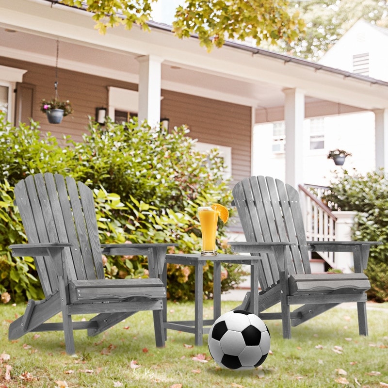 Set Of 2 Garden Outdoor Solid Wood Folding Adirondack Chair