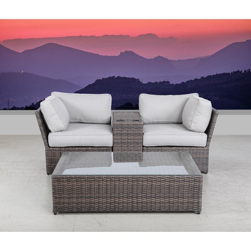 Lsi Wicker/rattan 2 - Person Seating Group With Cushions