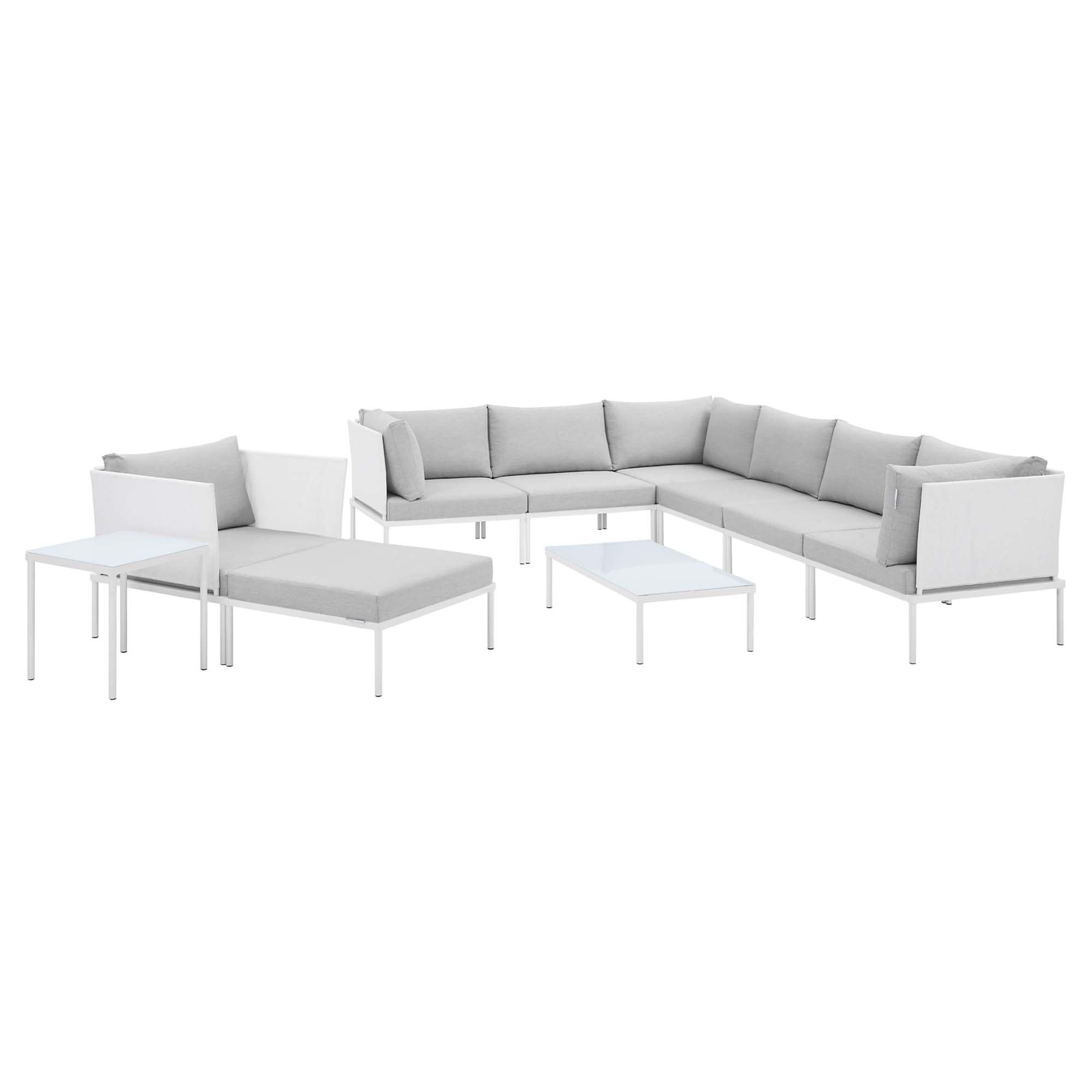 Harmony 10-piece Sunbrellaand Outdoor Patio Aluminum Sectional Sofa Set
