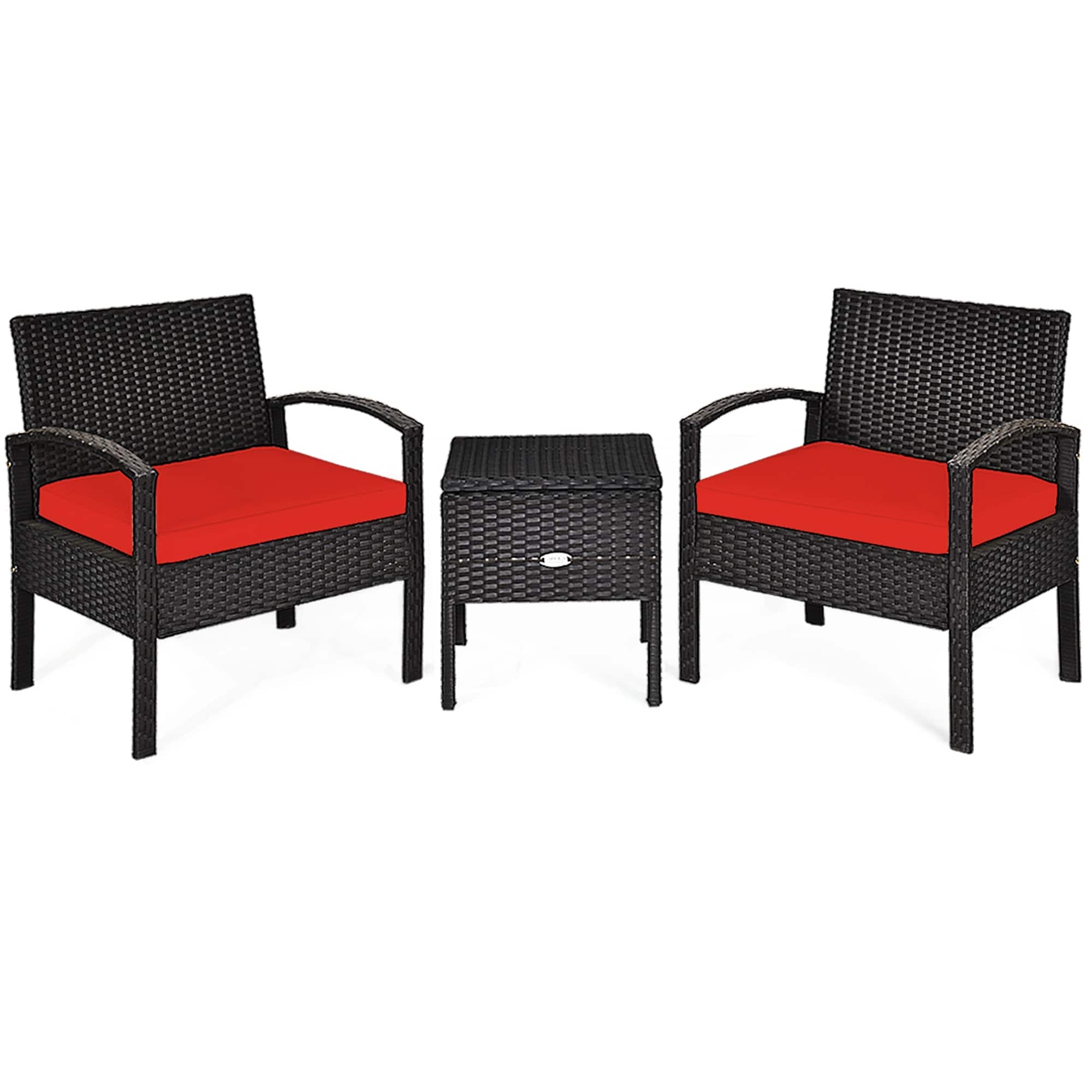 3-piece Pe Rattan Wicker Sofa Set With Washable And Removable Cushion