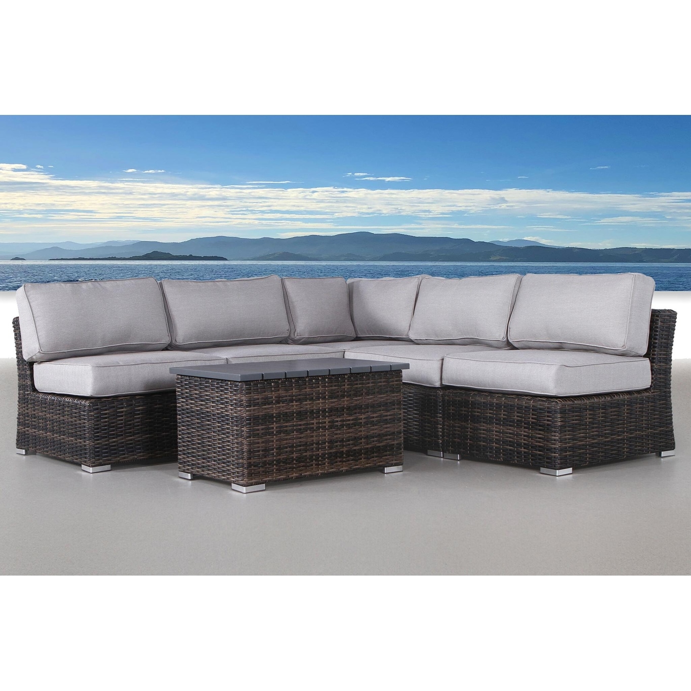 Lsi Wicker Patio Sofa With Cushions 6-piece Sectional Set