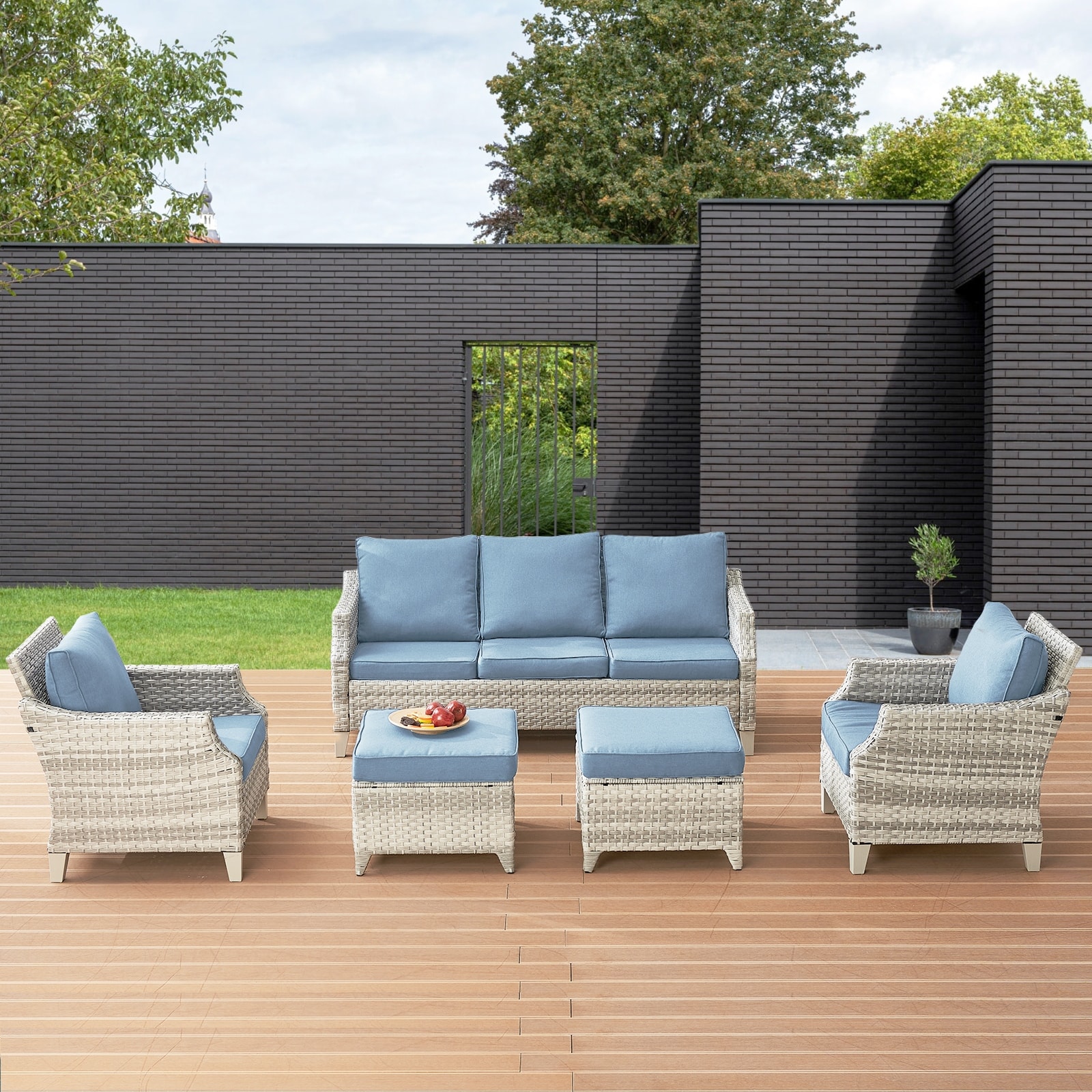 5 Piece Outdoor Patio Sofa Chair Furniture Set
