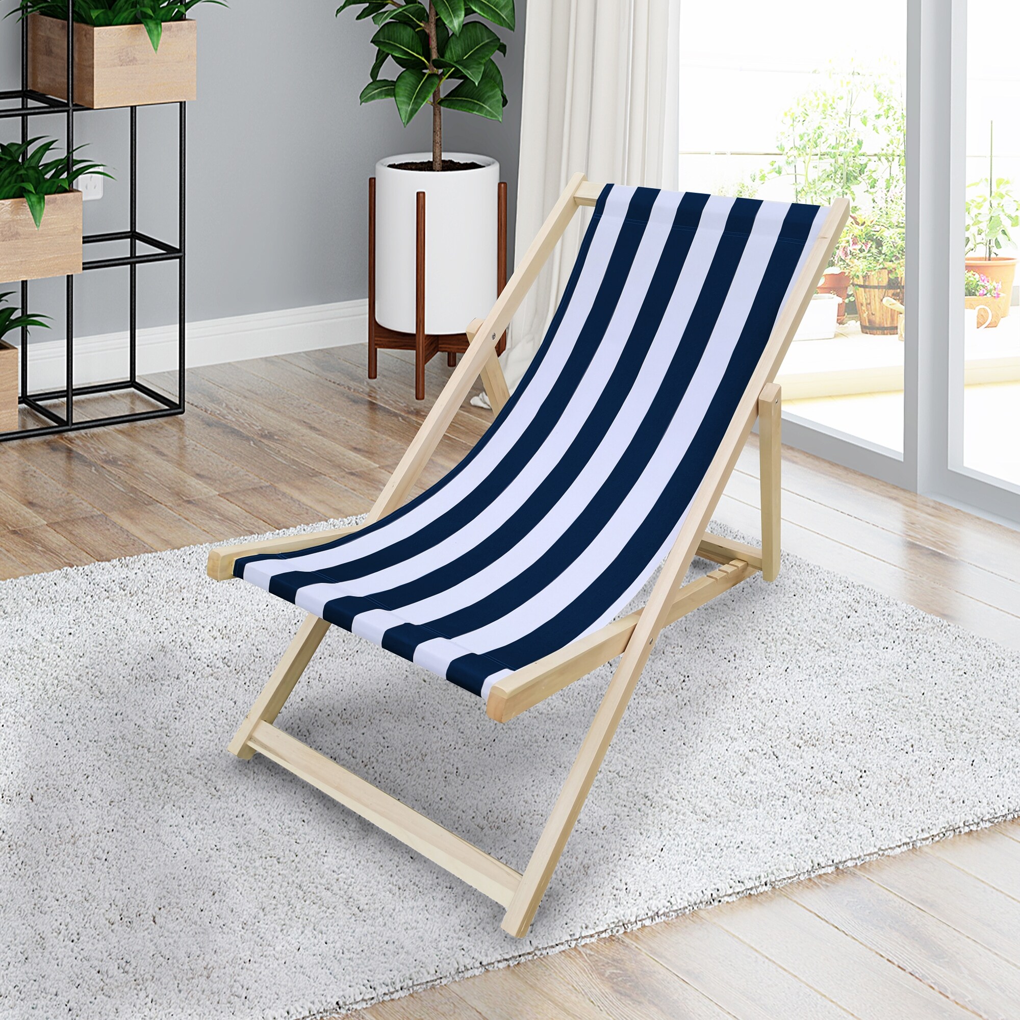 Stripe-folding Beach Chairs For Outdoor Patio Garden Furniture  Adjustable Backrest  No Assembly Needed