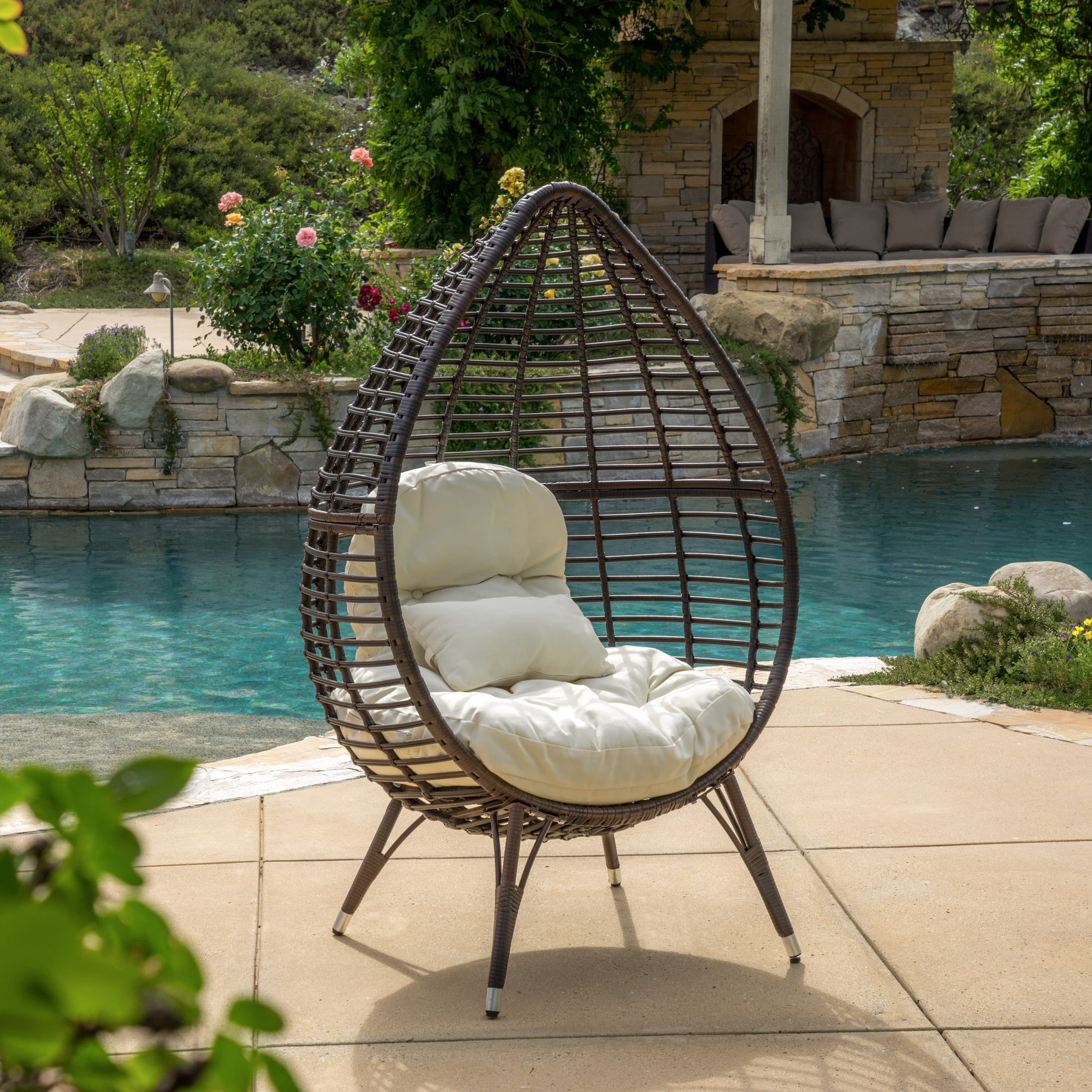 Cutter Teardrop Wicker Lounge Chair By Christopher Knight Home