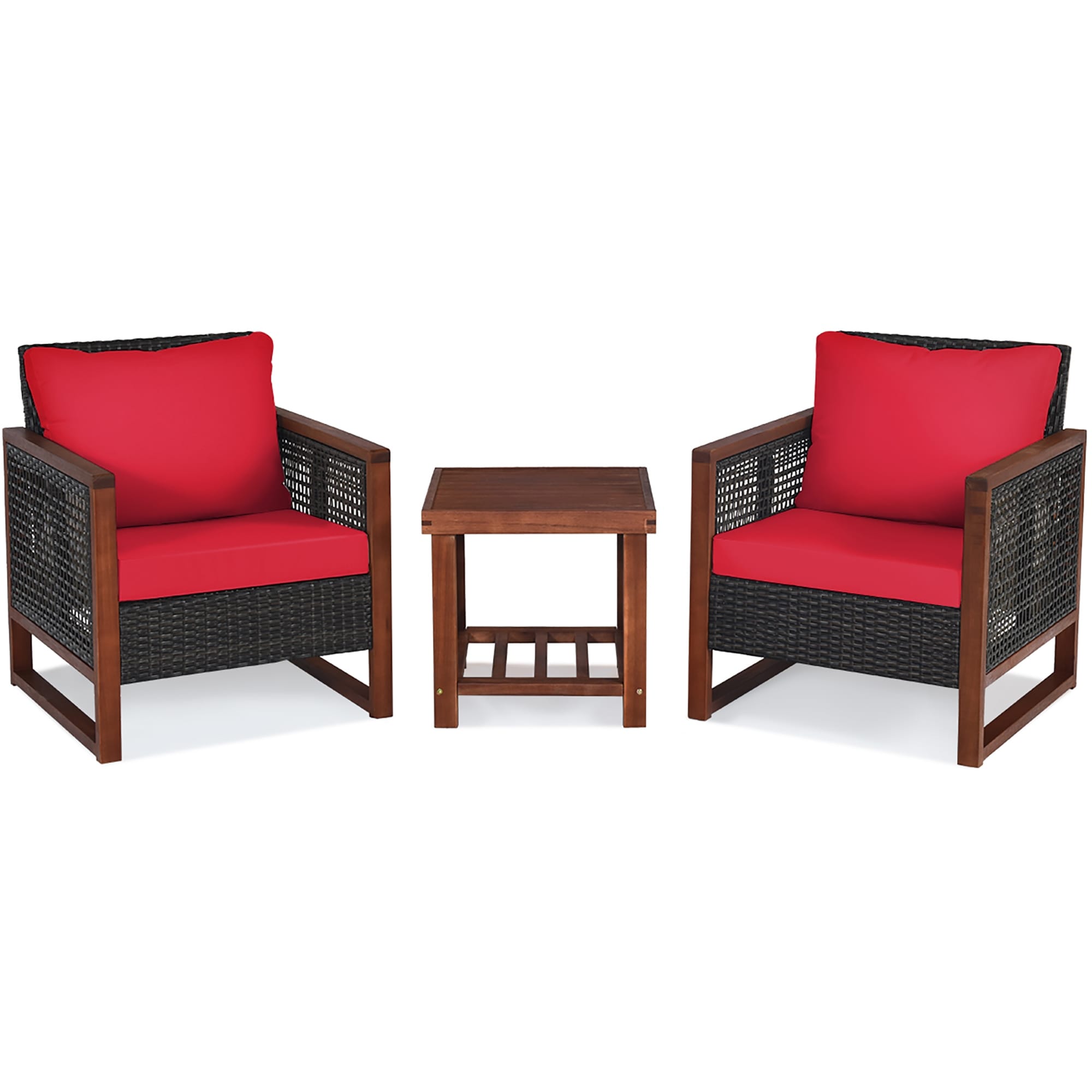 3pcs Patio Wicker Furniture Set Rattan Outdoor Sofa Set With Cushion