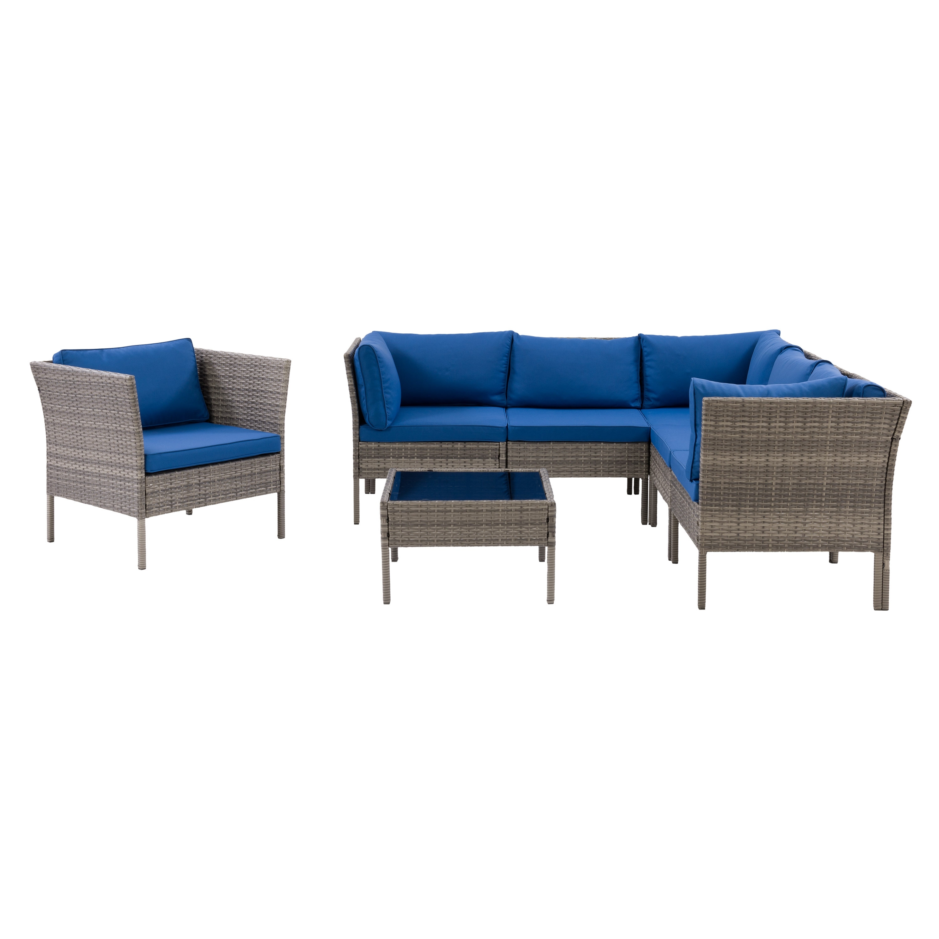 Corliving Grey Parksville L-shaped Patio Sectional Set With Chair 7pc