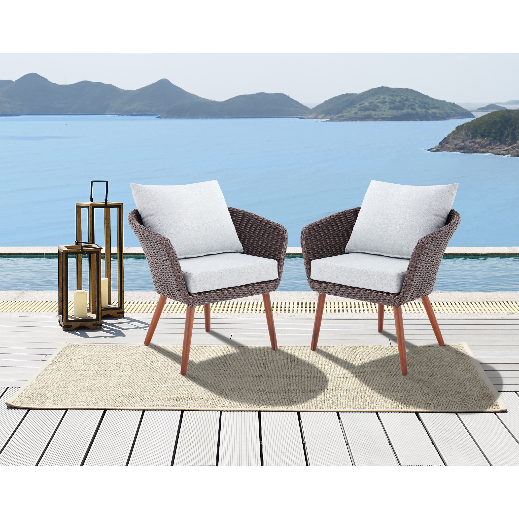 Caluma Brown Wicker Chairs With Cushions (set Of 2) By Havenside Home