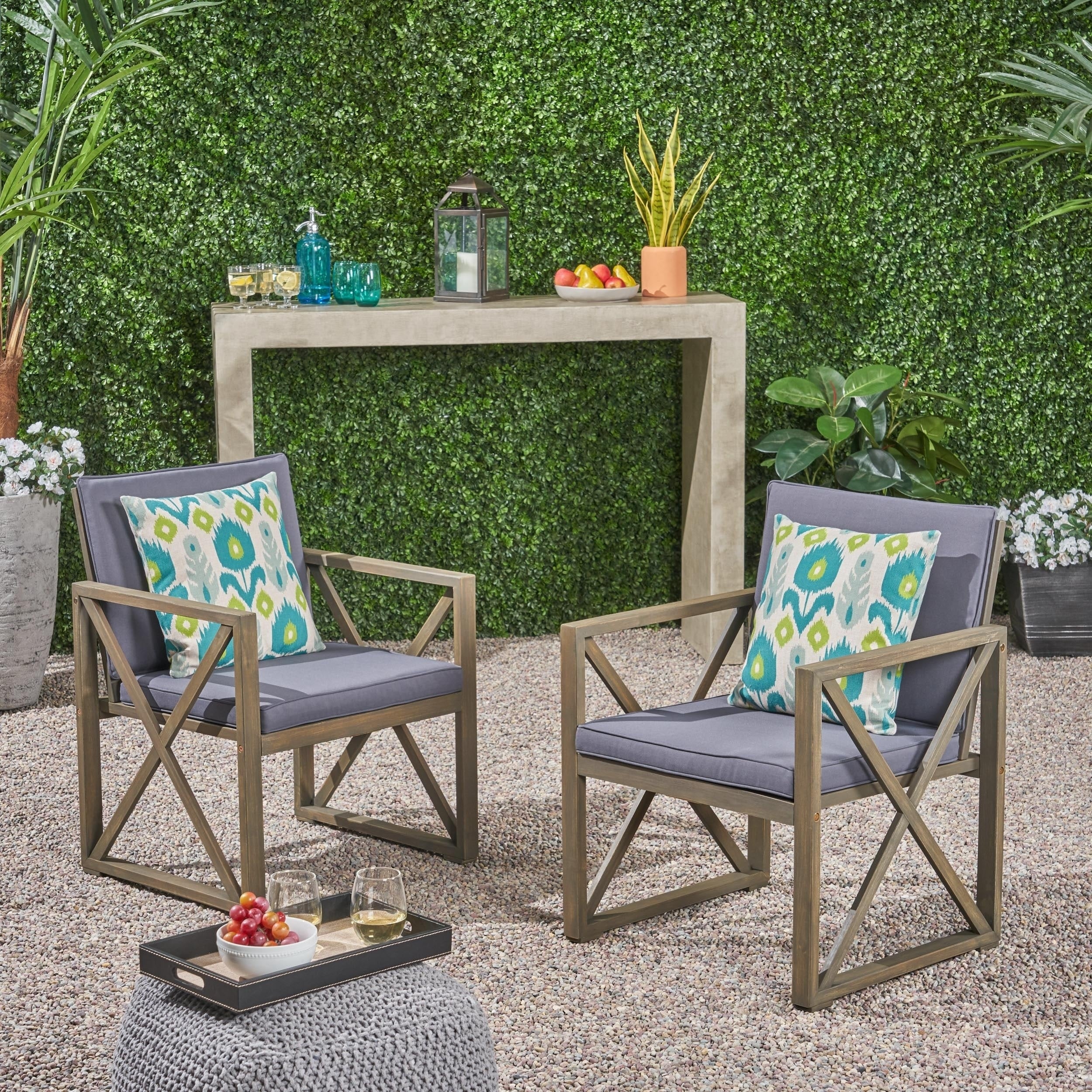 Andora Outdoor Acacia Wood Club Chairs (set Of 2) By Christopher Knight Home