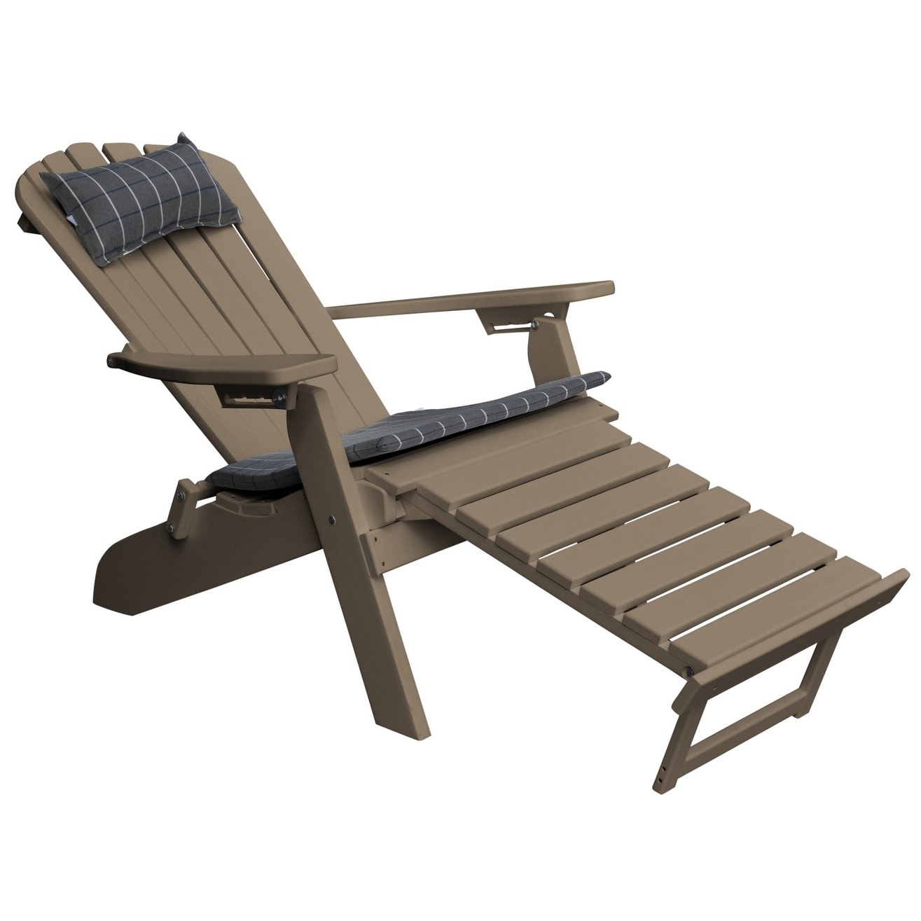 Poly Folding And Reclining Adirondack Chair With Pullout Ottoman