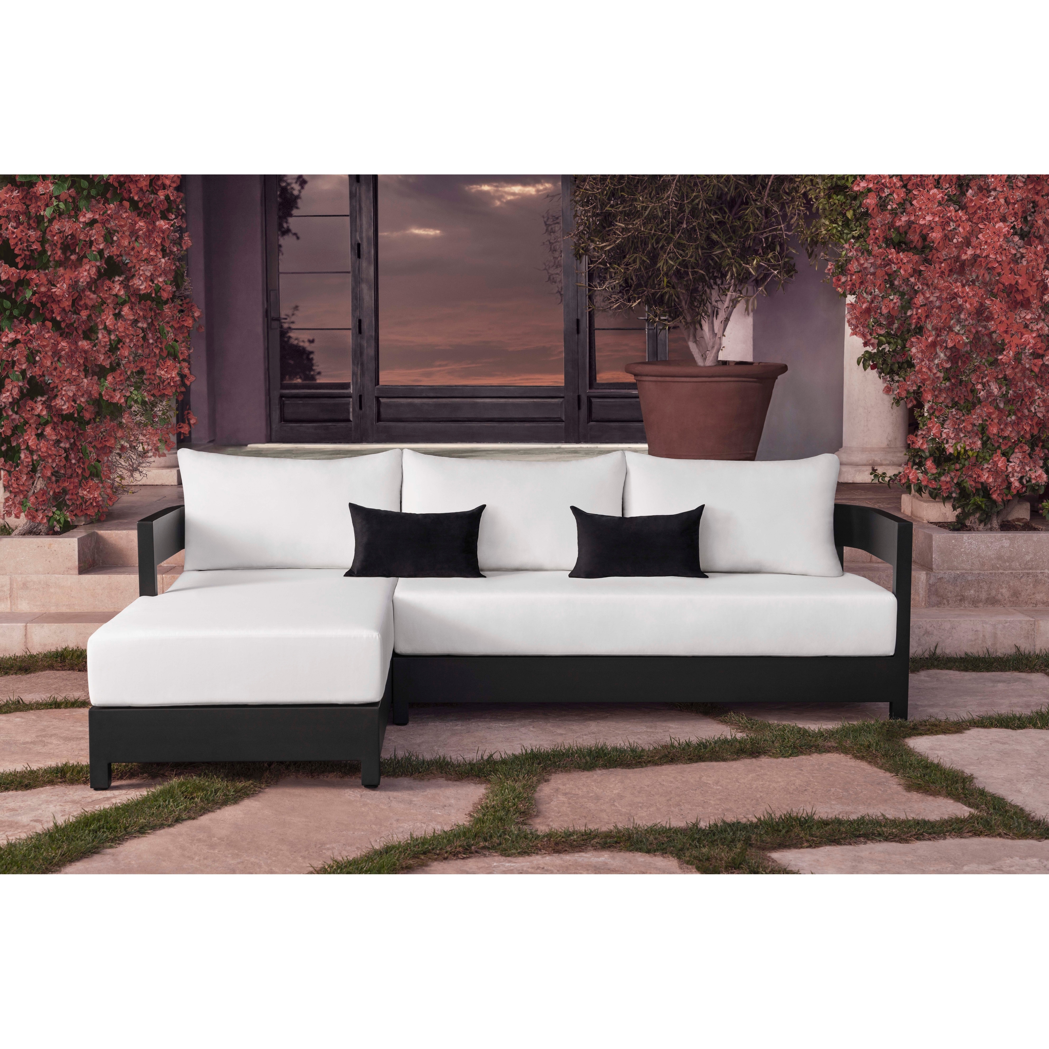 Abbyson Outdoor Santorini Modern Aluminum Sectional With Sunbrella Cushion