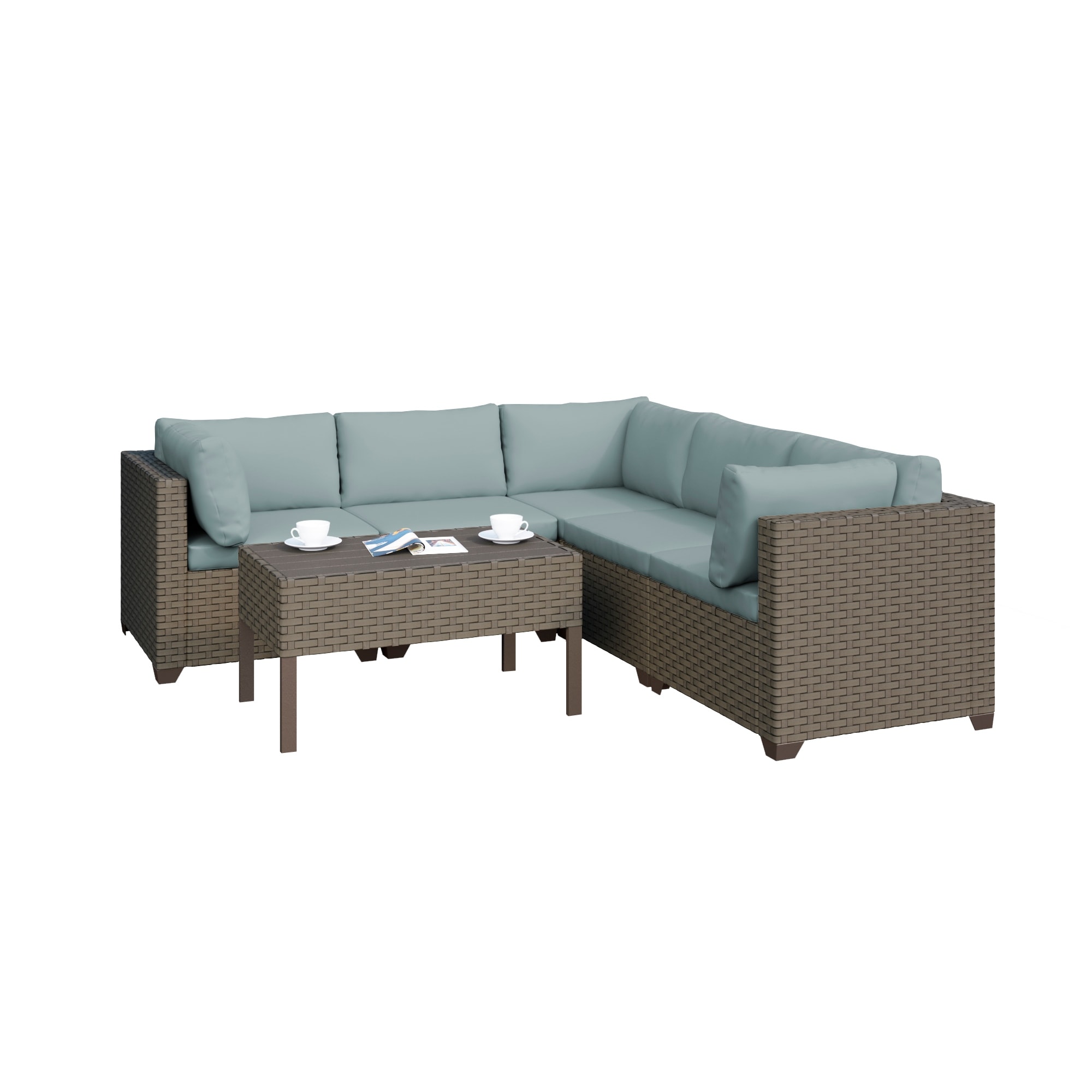 Keys 6-piece Outdoor Conversation Set With Coffee Table In Summer Fog Wicker
