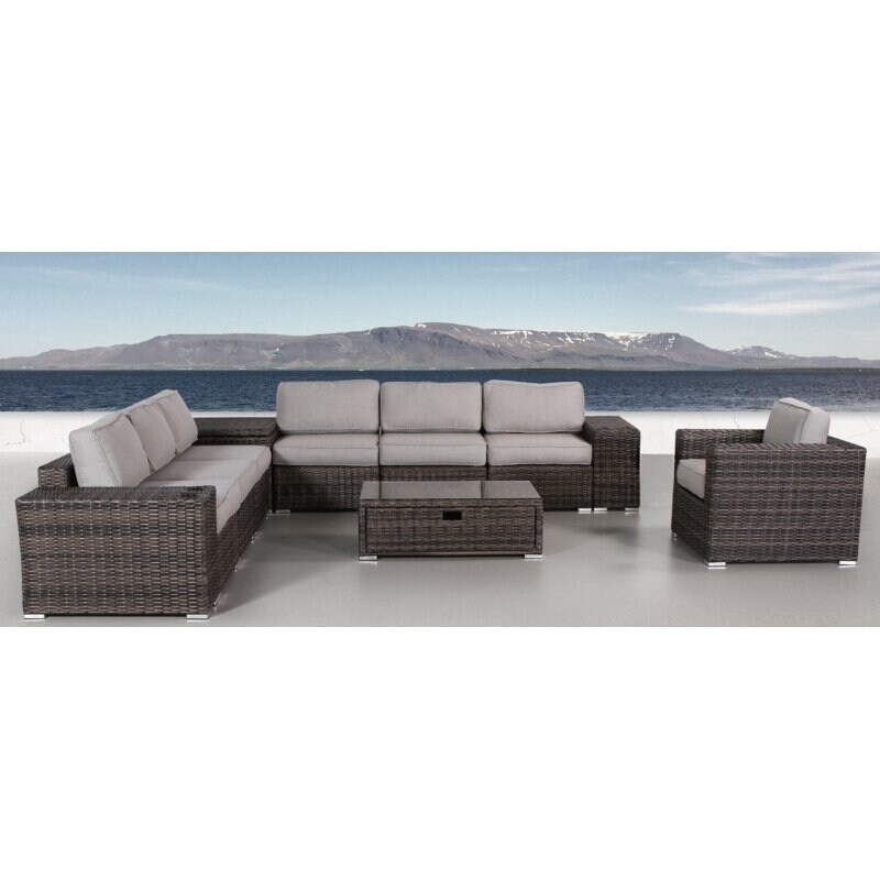 Lsi 11 Piece Sectional Seating Group With Grey Cushion
