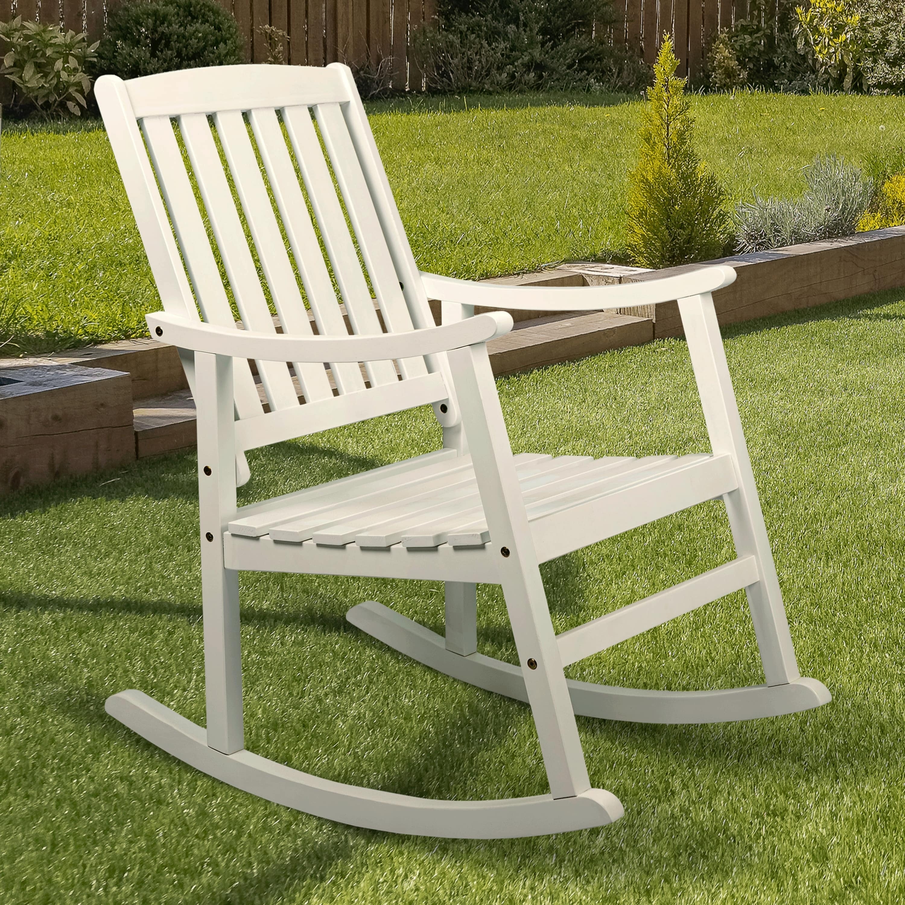 Perry Classic Slat-back 300-lbs Support Acacia Wood Patio Outdoor Rocking Chair  By Jonathan Y - 22.4