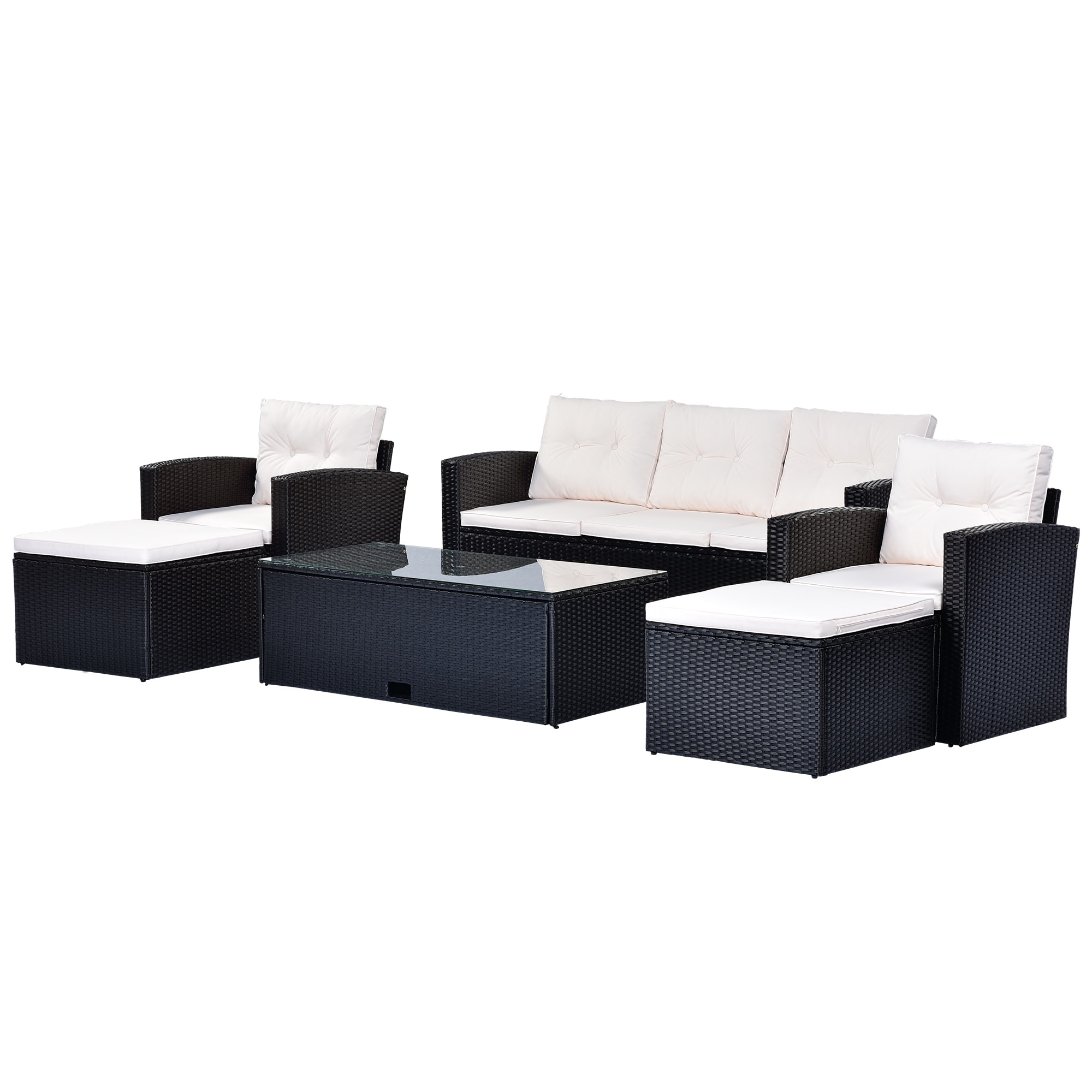 Go 6-piece All-weather Wicker Pe Rattan Patio Outdoor Dining Conversation Sectional Set