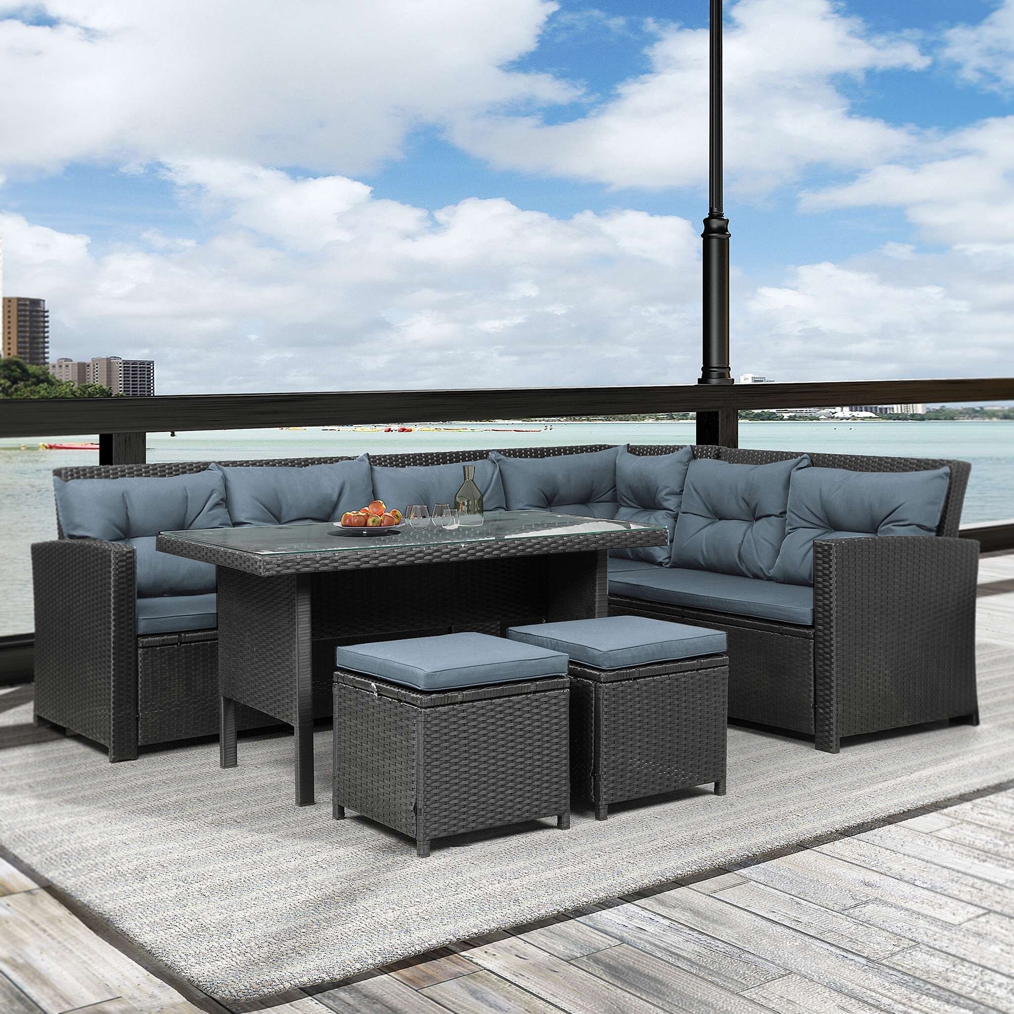 6-piece Patio Furniture Set Outdoor Sectional Sofa