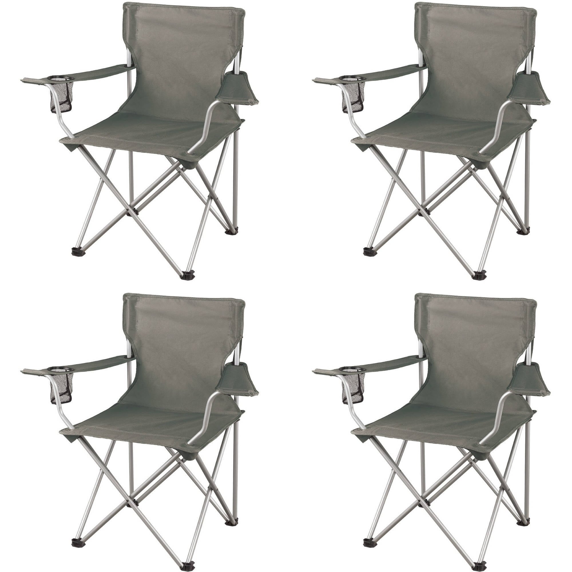 Folding Camp Chairs  With Mesh Cup Holder set Of 4