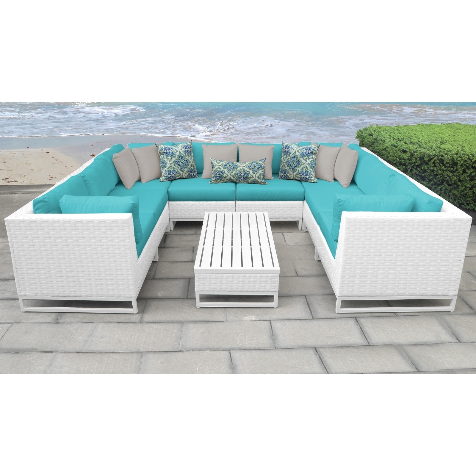 Miami 9 Piece Outdoor Wicker Patio Furniture Set
