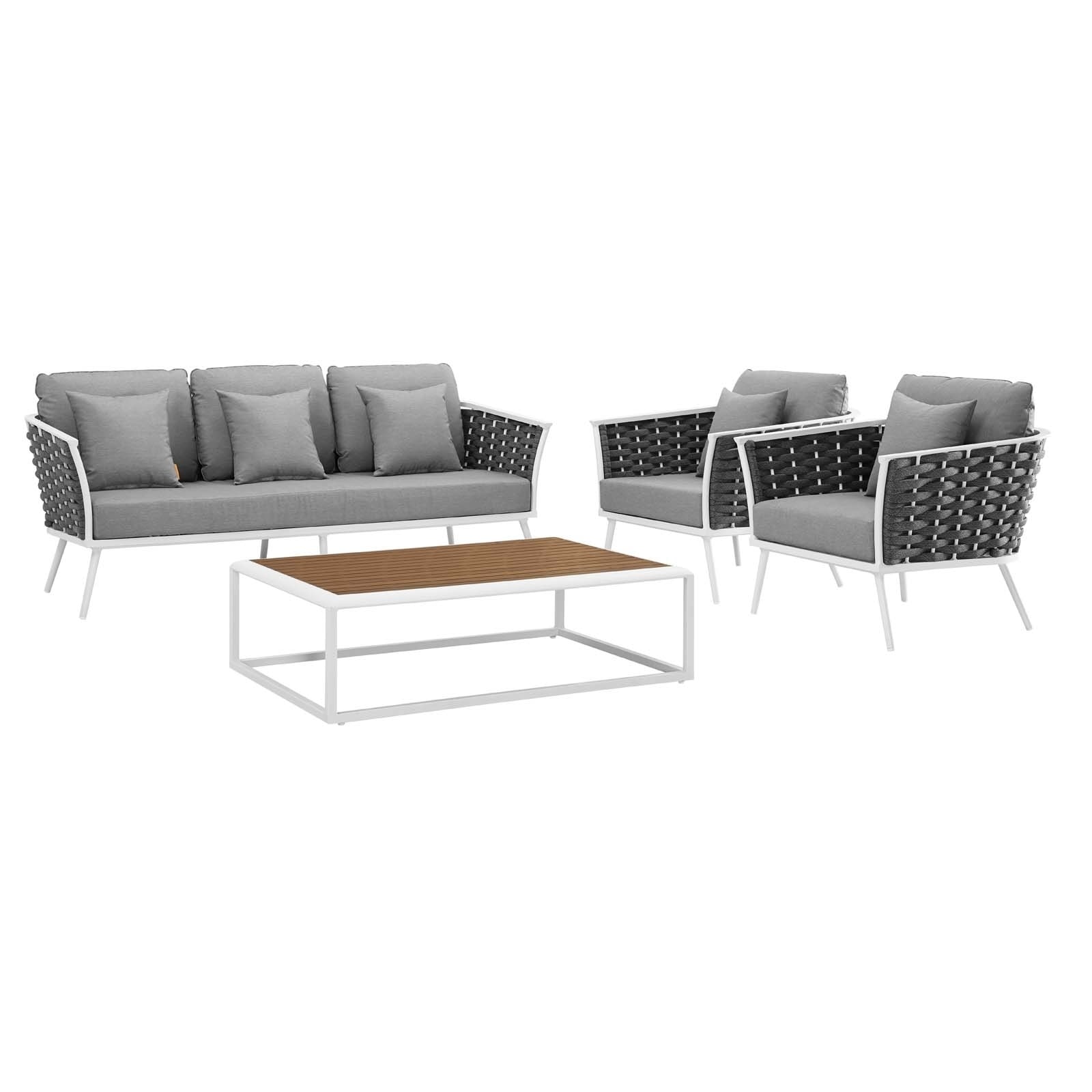 Stance 4 Piece Outdoor Patio Aluminum Sectional Sofa Set - N/a