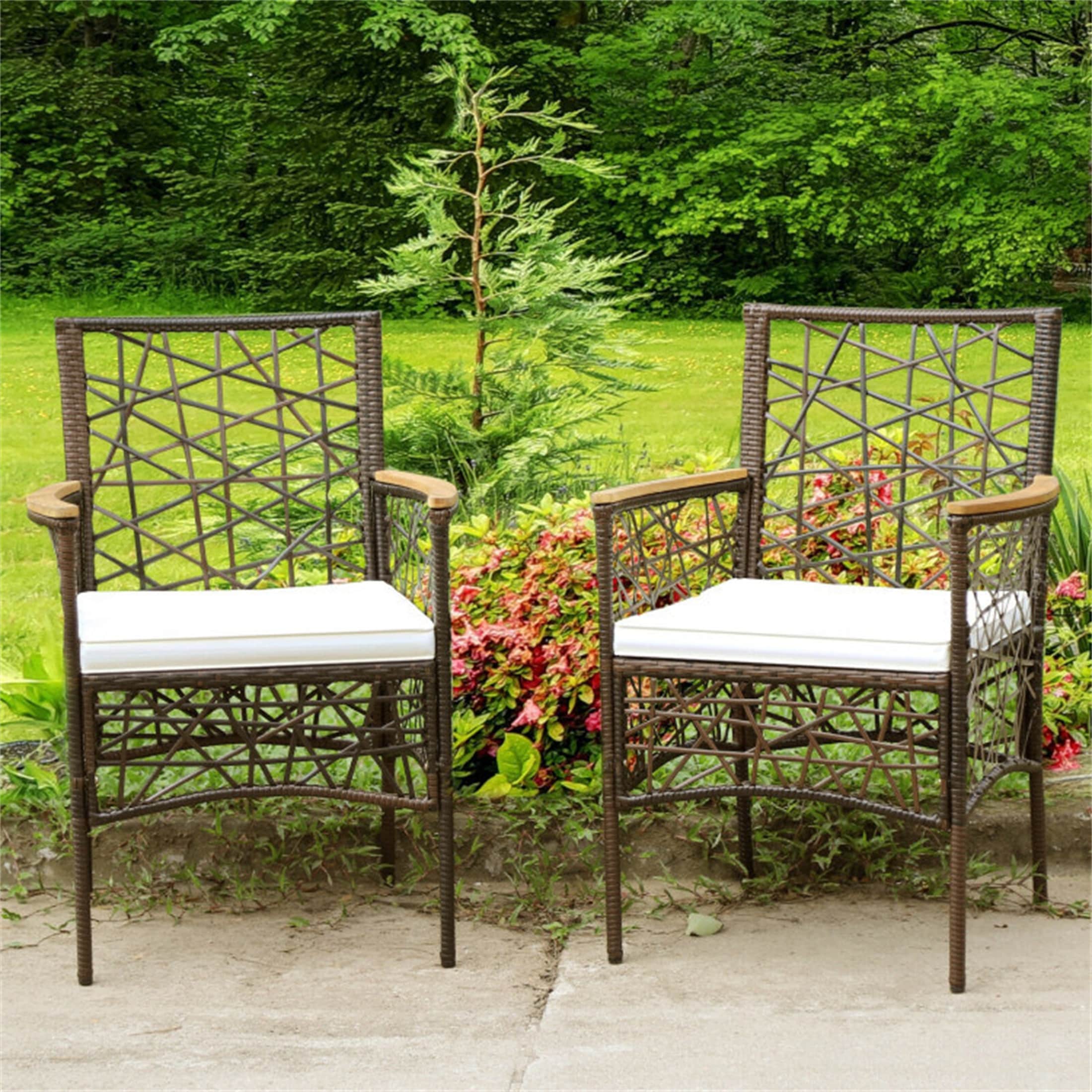 Pe Wicker Patio Bistro Dining Chairs(set Of 2)