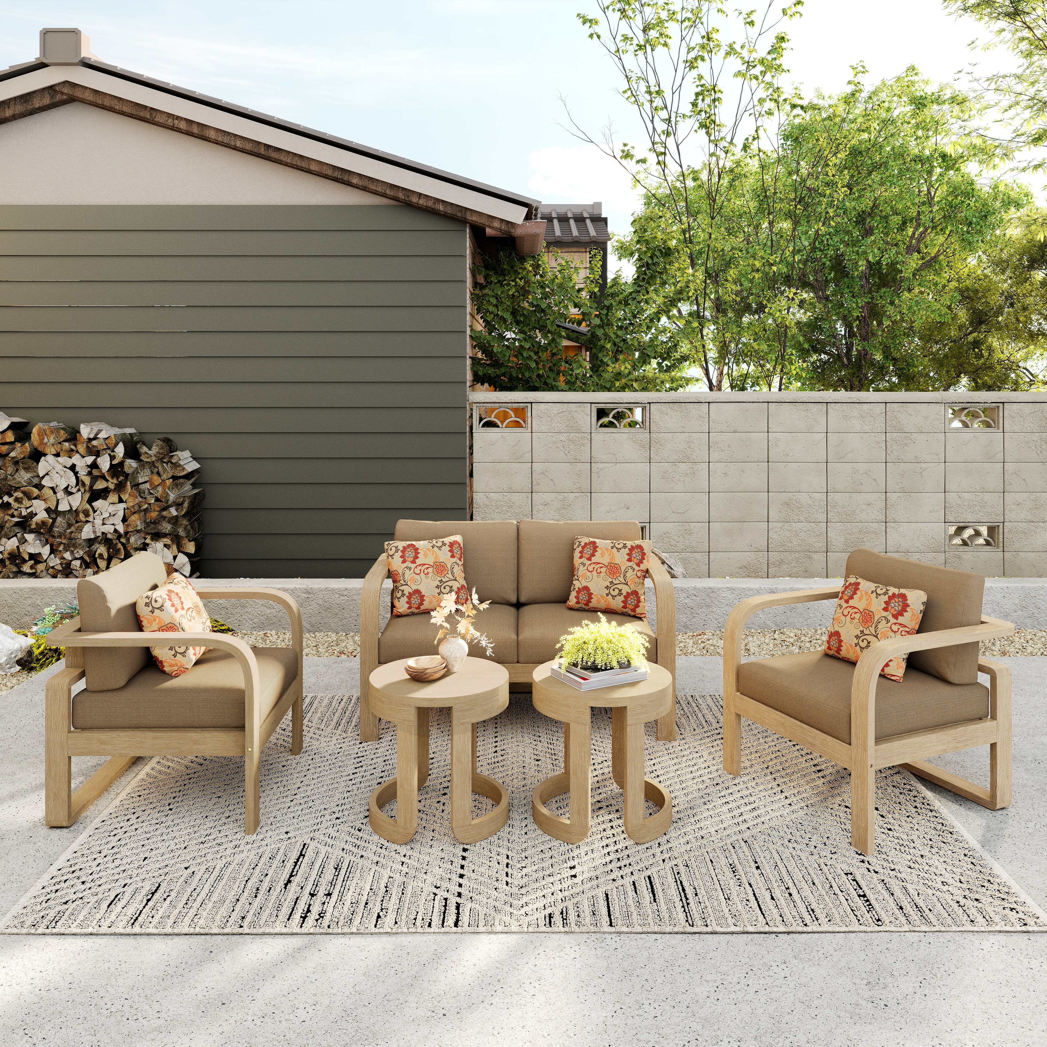 Corvus Annette 5-piece Sunbrella Outdoor Patio Furniture Set