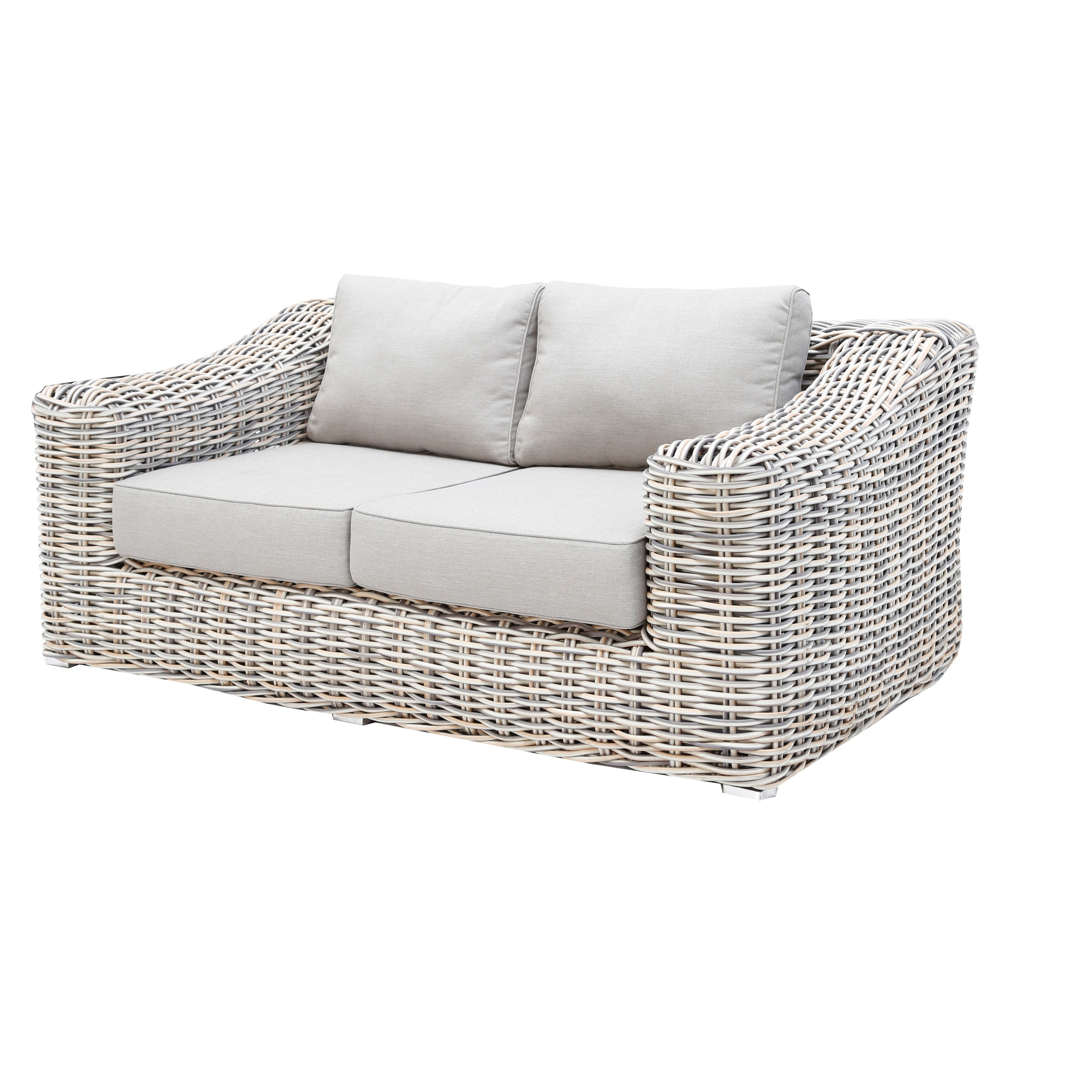 Teva Patio Furniture Hawaii Three-tone Wicker Gray/off White/beige Love Seat With Silver Gray Cushion