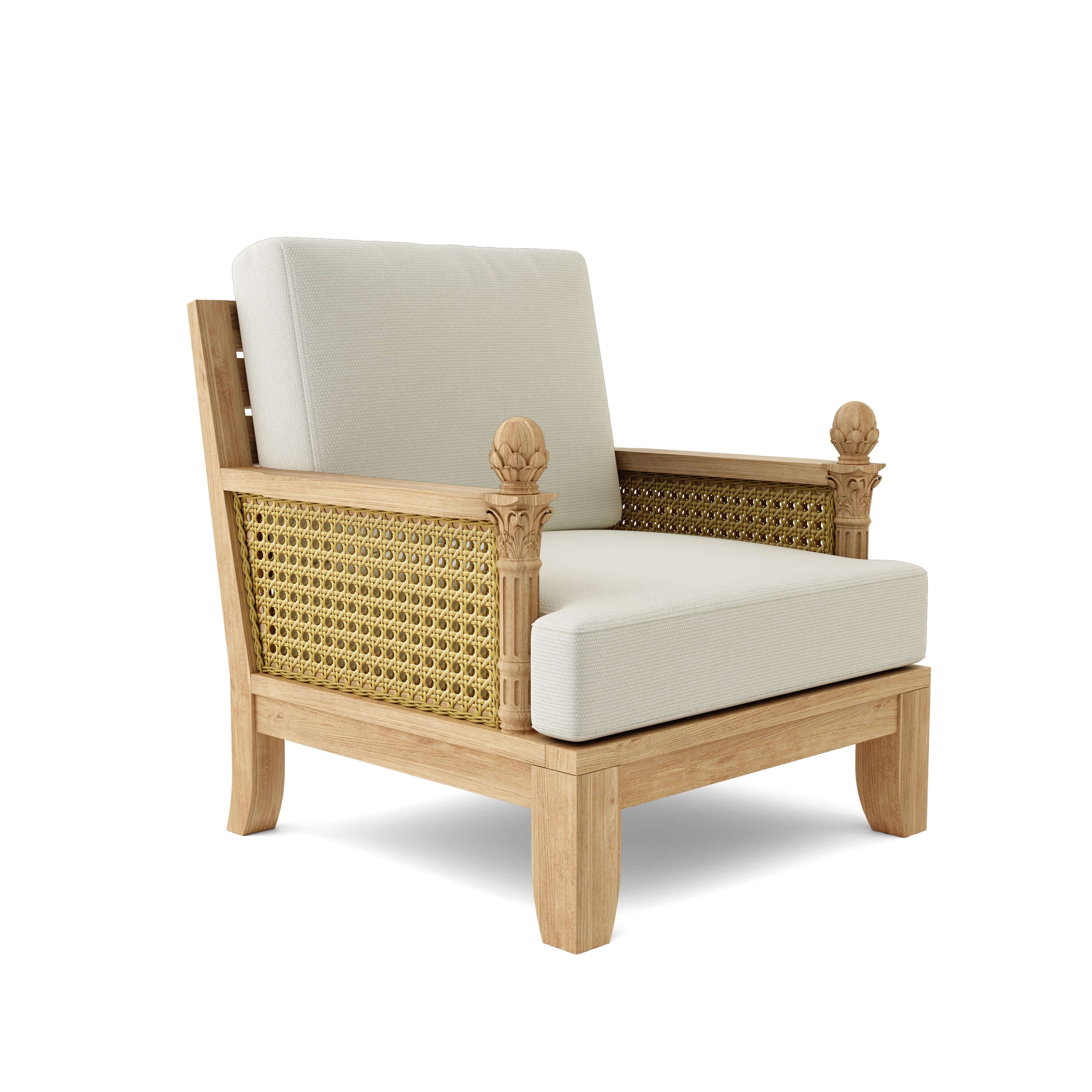 Luxe Handcrafted Teak Outdoor Lounge Chair With Sunbrella Cushions