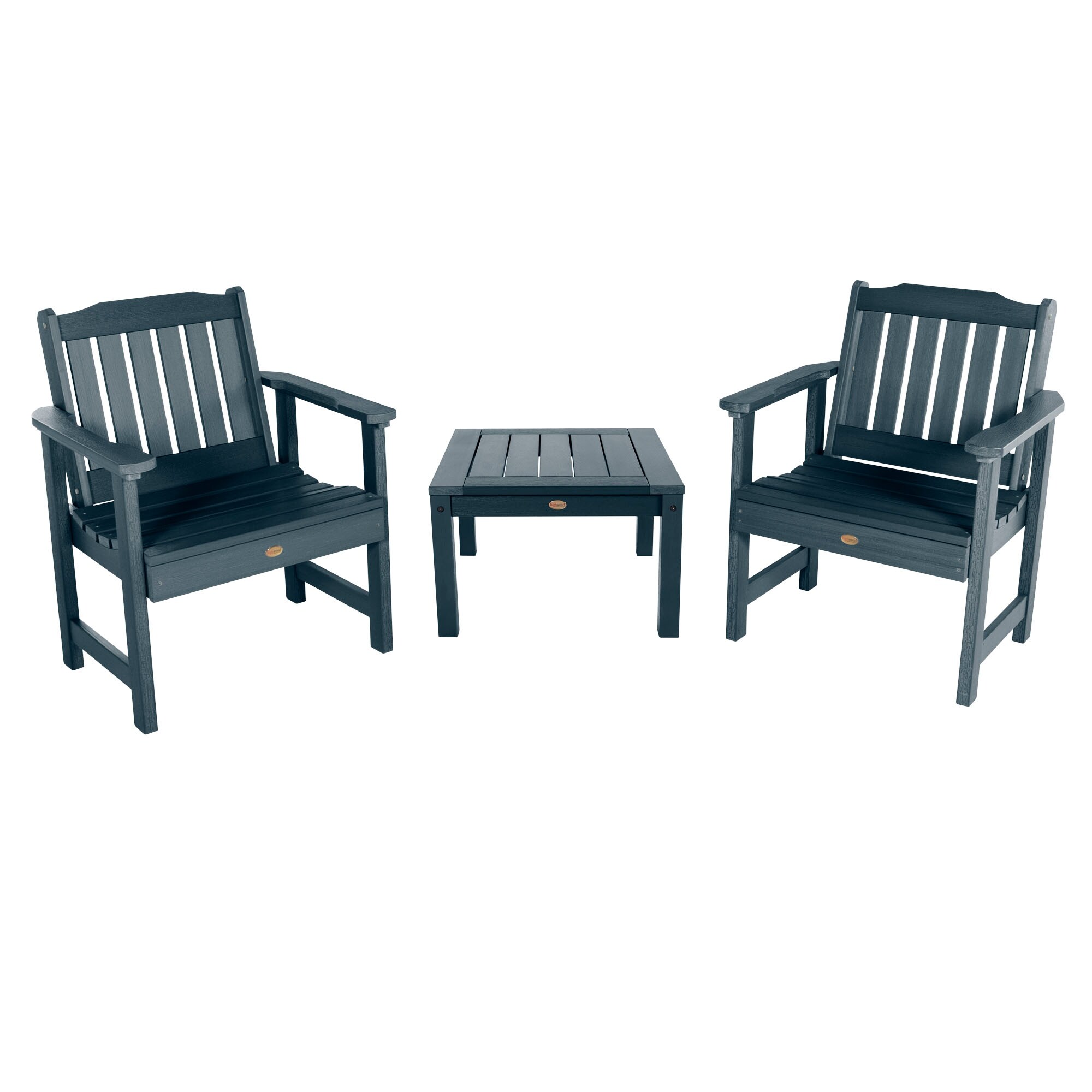 2 Highwood Lehigh Garden Chairs With 1 Square Side Table