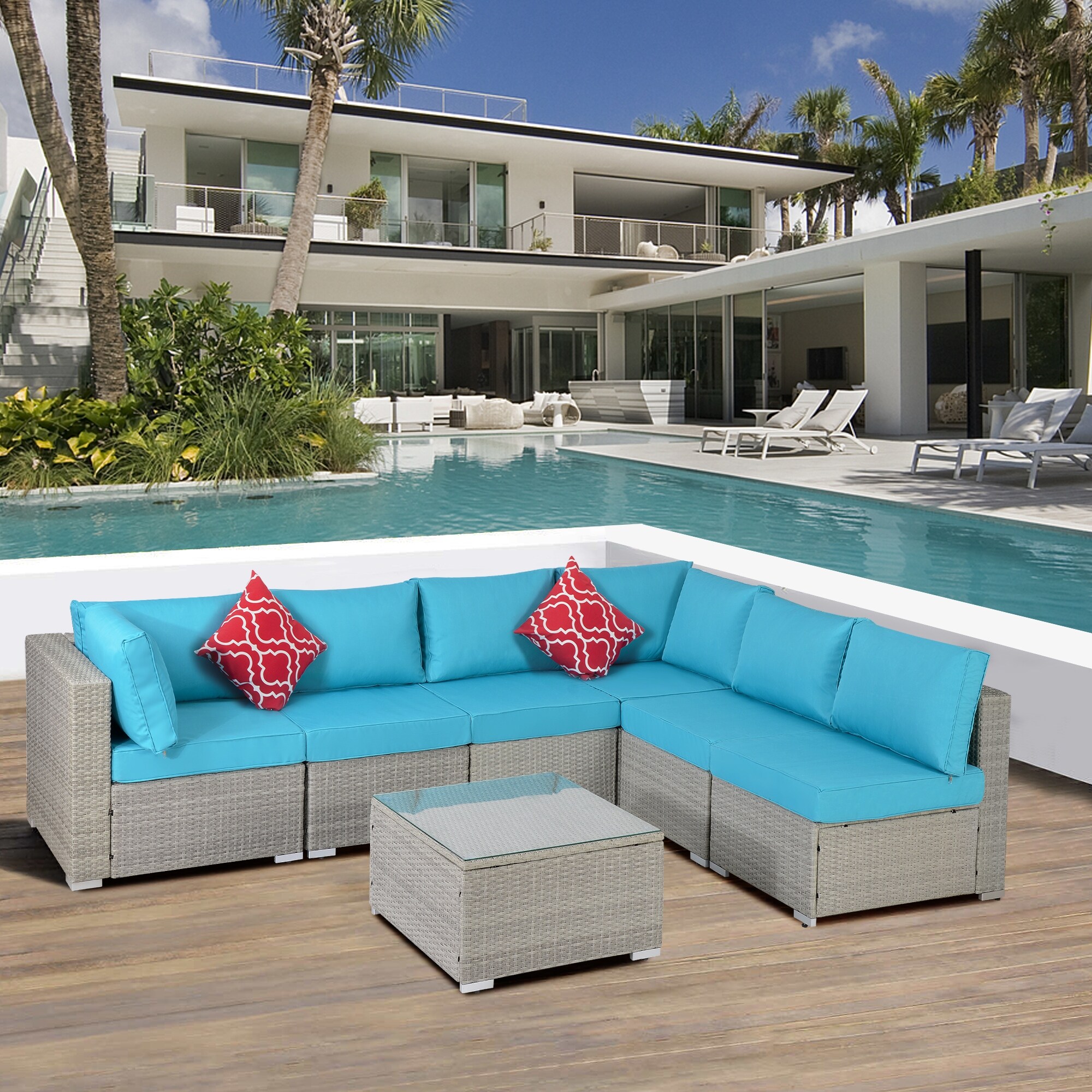 Outdoor 7-piece Sofa Set For You To Enjoy Outdoor Time With Your Family Or Friends. Create A Relaxing Atmosphere