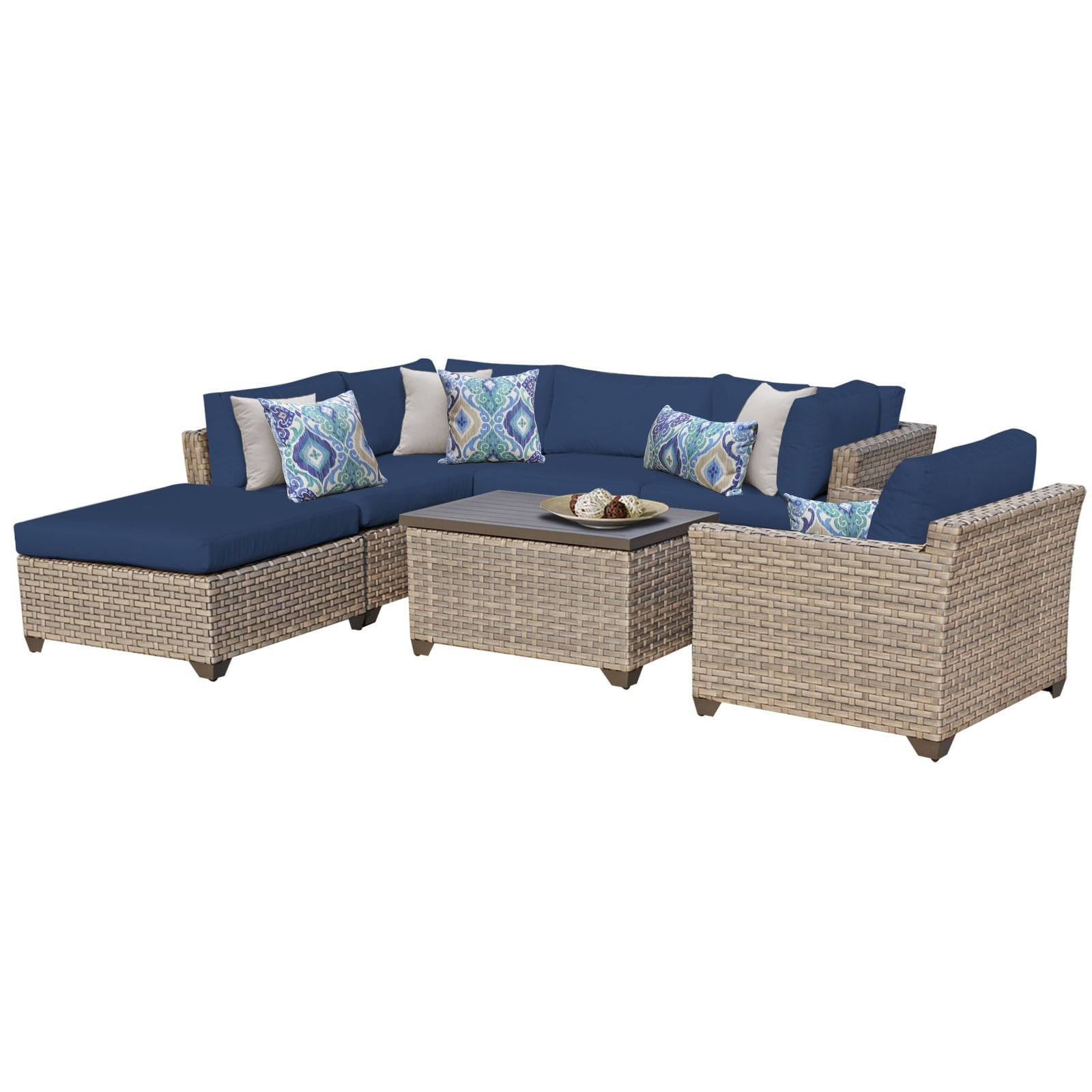 Monterey 7 Piece Wicker Outdoor Sectional Seating Group With Storage Coffee Table And Club Chair
