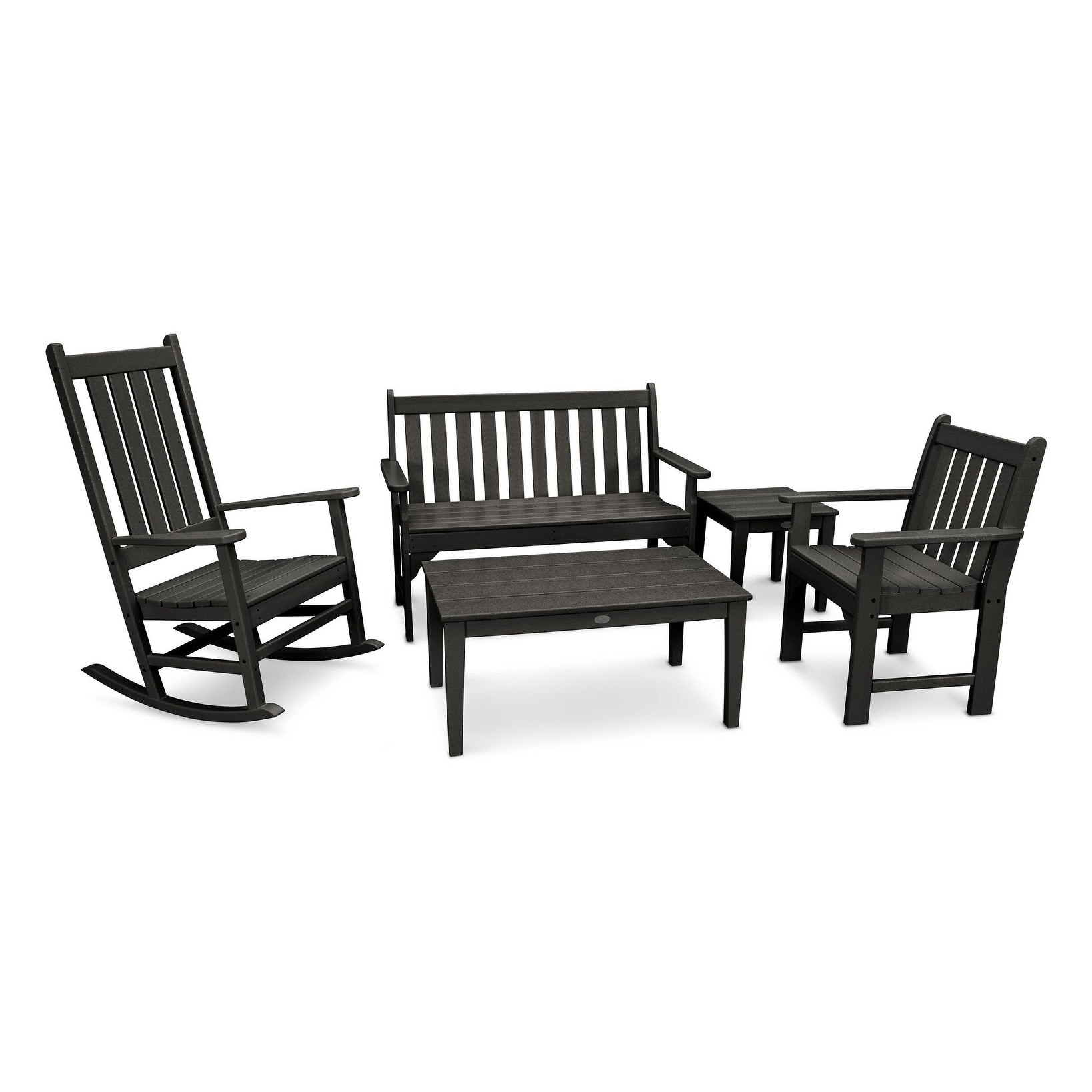 Polywood Vineyard 5-piece Outdoor Bench And Rocking Chair Set