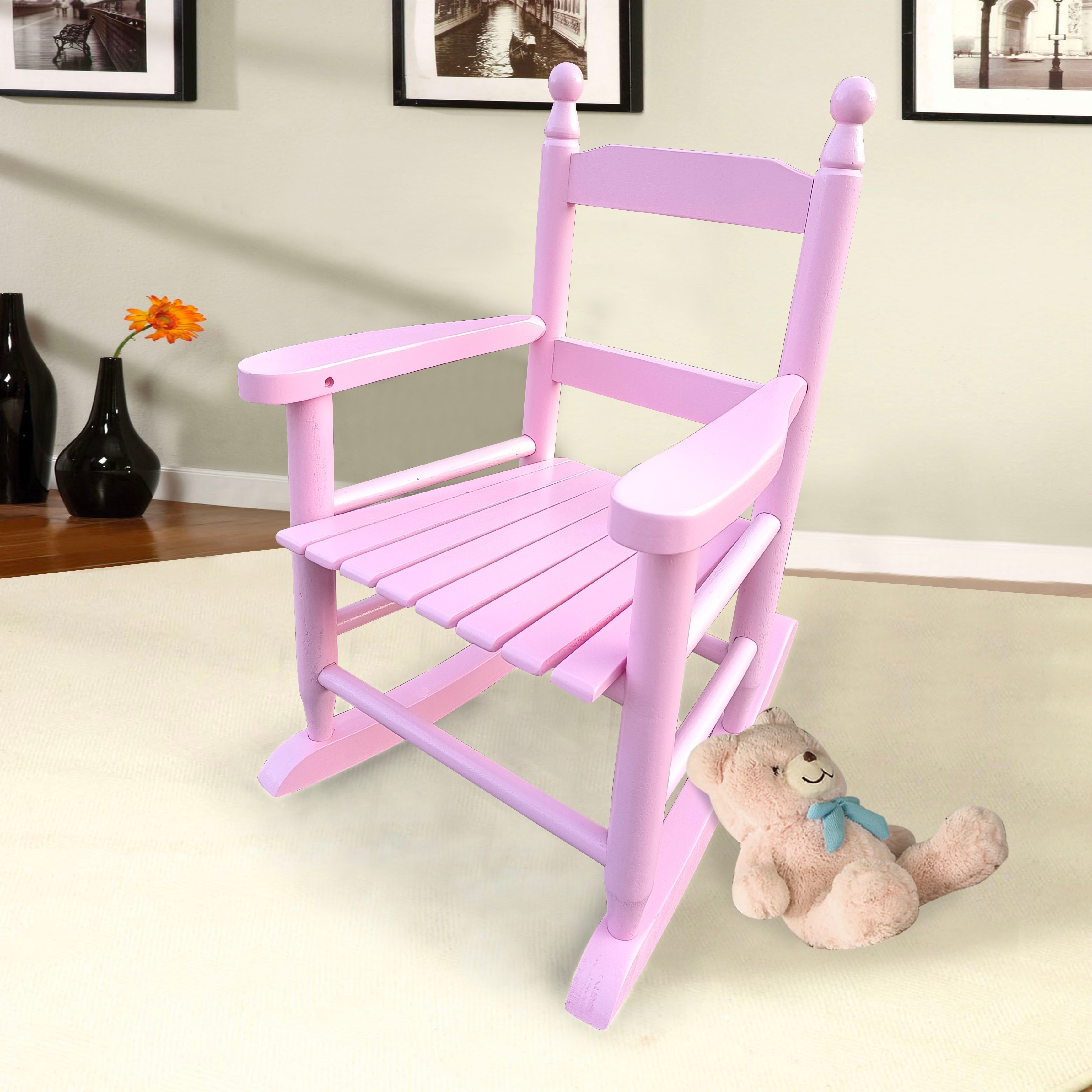Childrens Rocking Chair With Ergonomic Seat  All-weather Durable Solid Wood  Perfect For Kids.