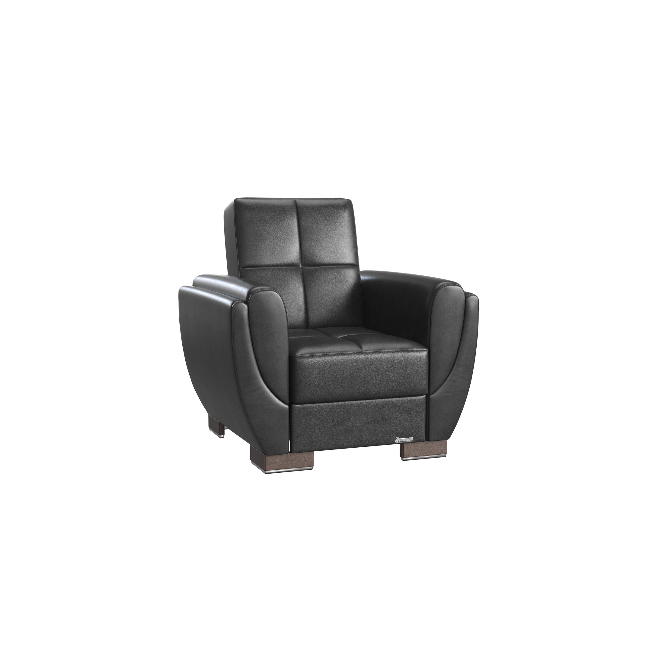 Homeroots 36 Black Faux Leather Tufted Convertible Chair - 36