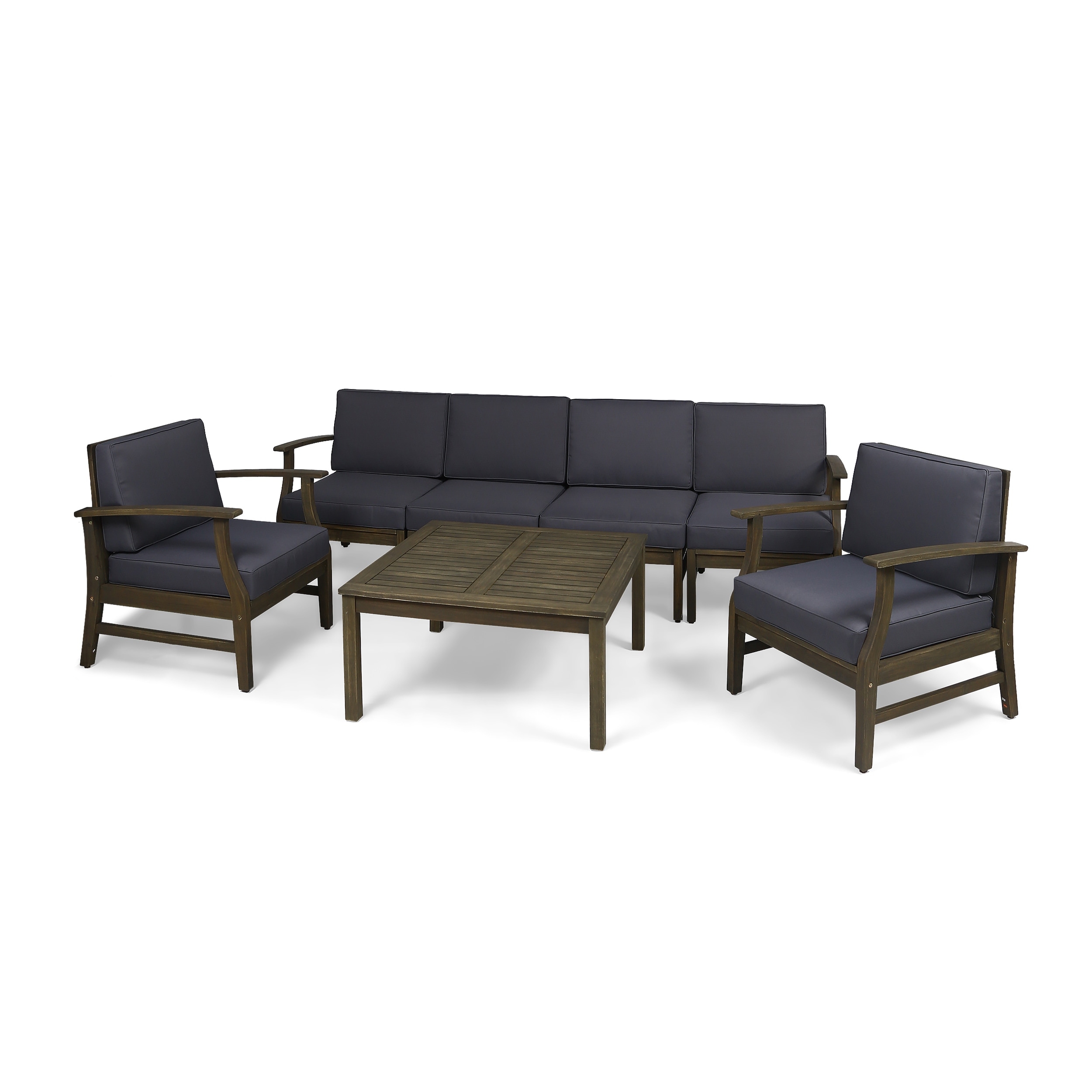 Perla Acacia Wood 7-piece Outdoor Chat Set By Christopher Knight Home