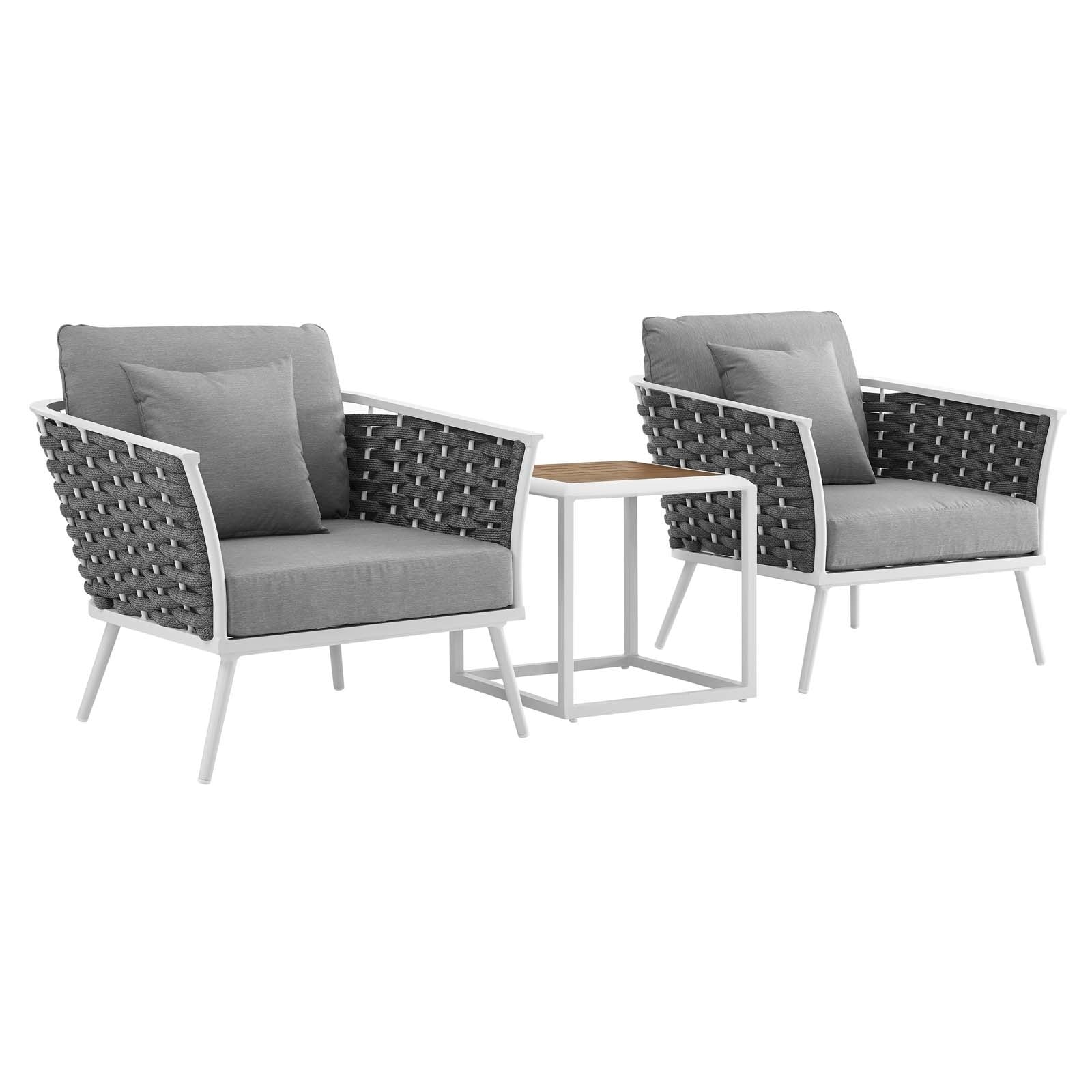 Stance 3 Piece Outdoor Patio Aluminum Sectional Sofa Set - N/a