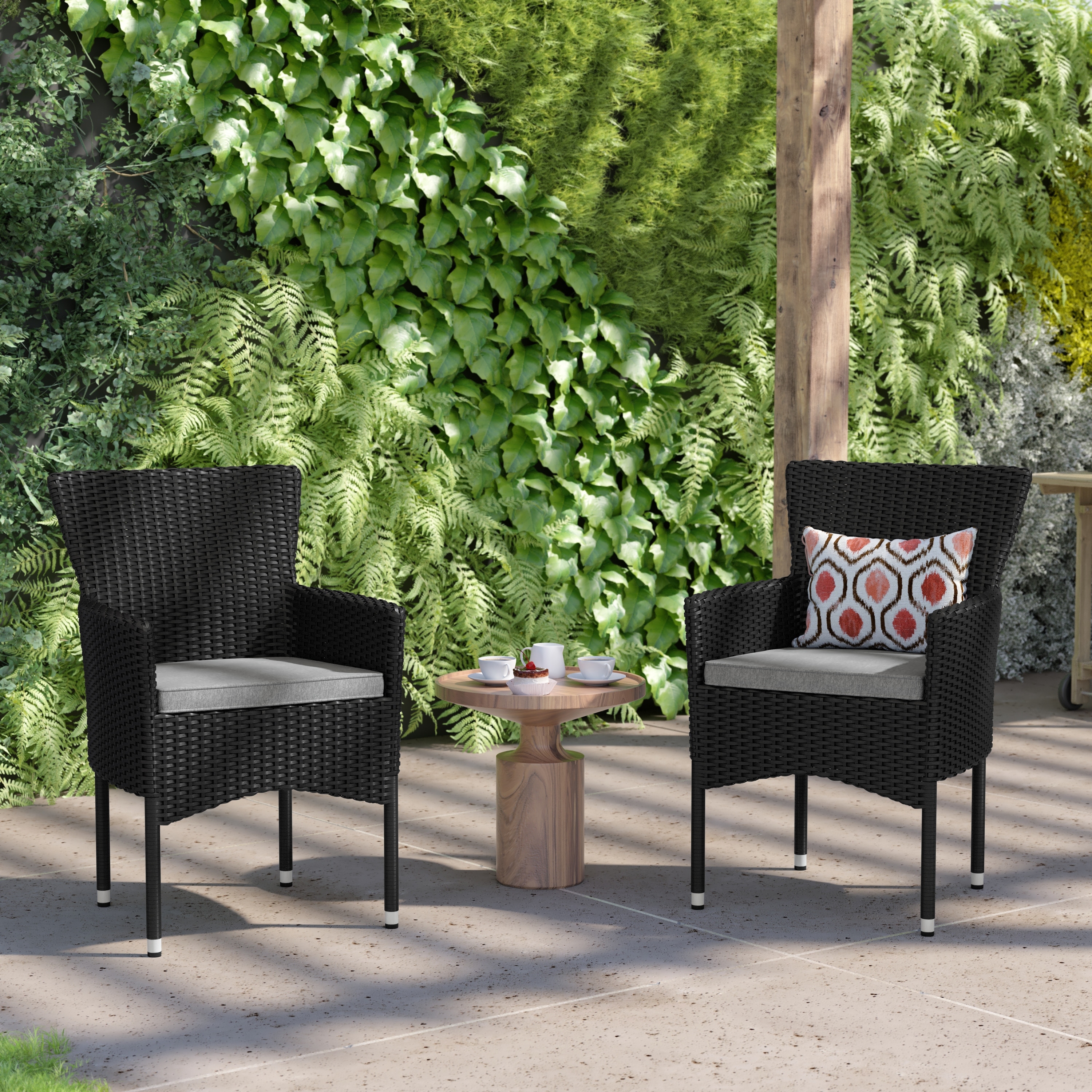 Indoor/outdoor Wicker Wrapped Steel Frame Patio Chairs and Cushions