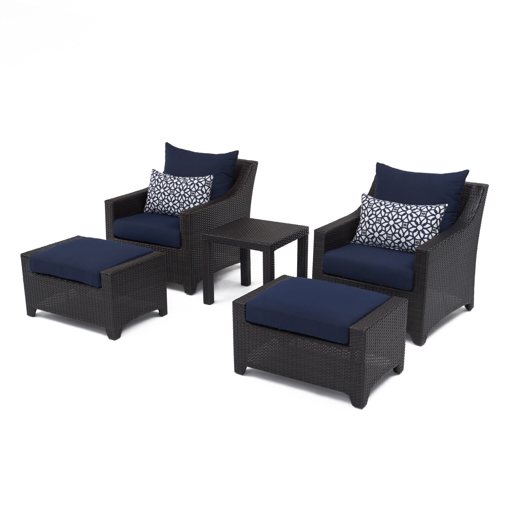 Palisades 5 Piece Sunbrella Outdoor Patio Club Chair And Ottoman Set - 20w X 20d X 19h