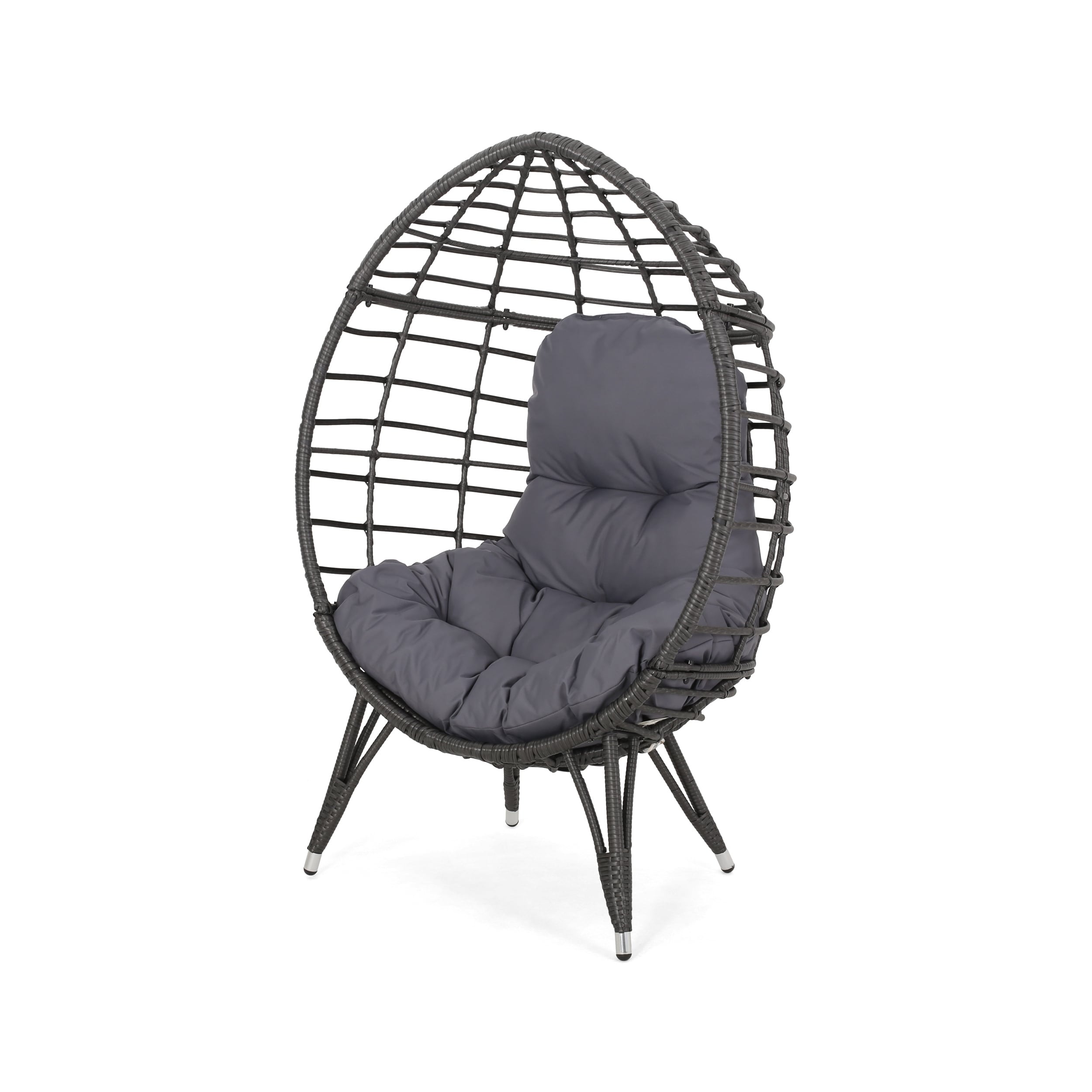 Santino Outdoor Wicker Teardrop Chair With Cushion By Christopher Knight Home - 29.50 W X 38.50 D X 58.00 H