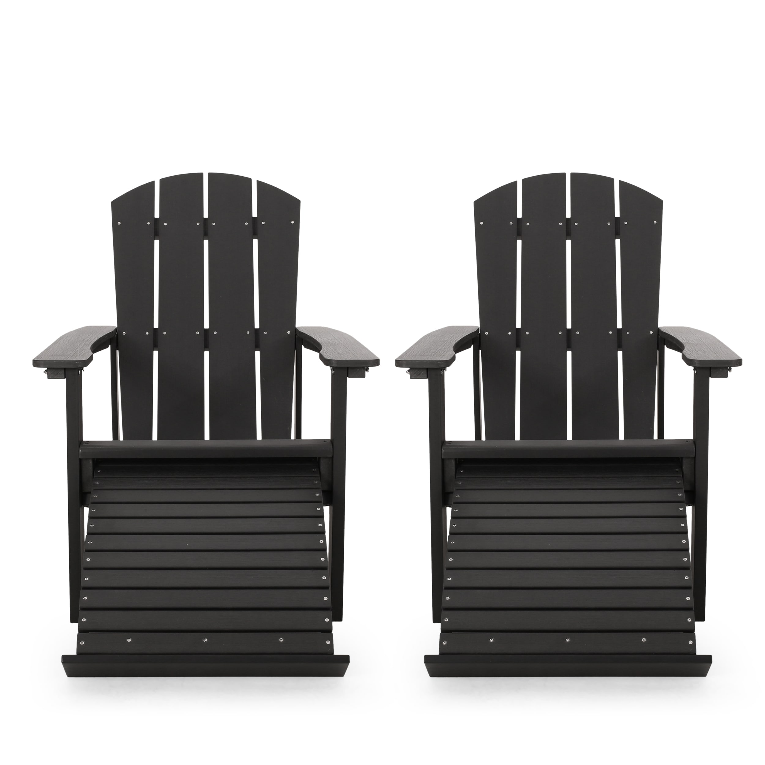 Hunter Outdoor Adirondack Chairs W/ Retracting Ottomans (set Of 2) By Christopher Knight Home