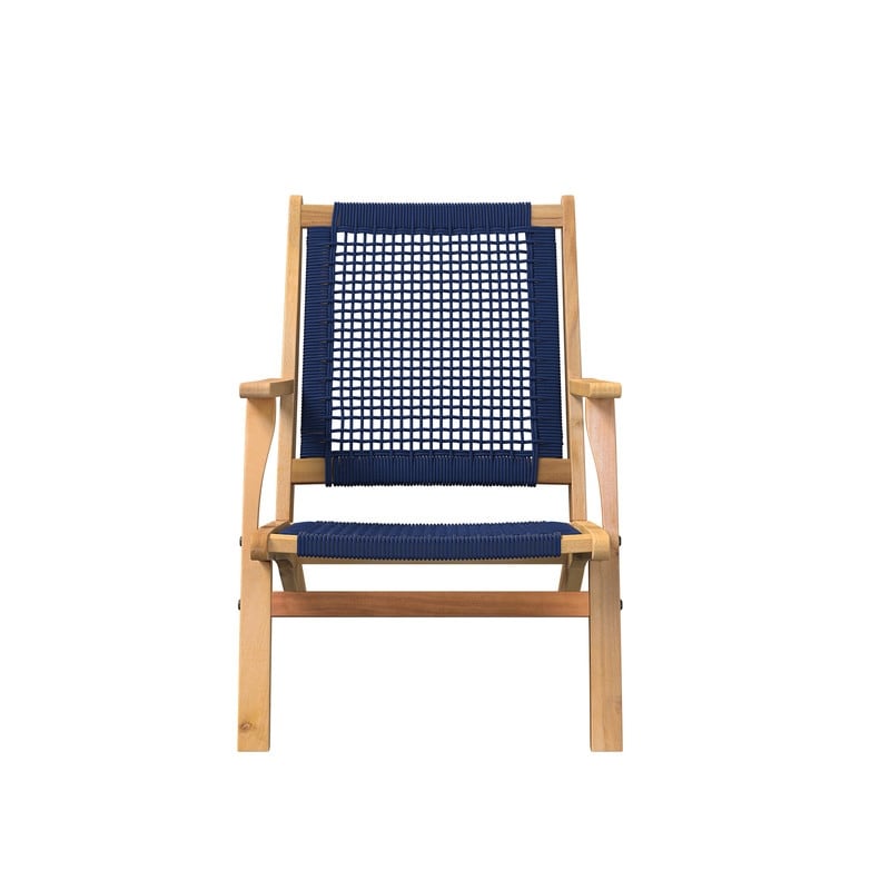 Vega Natural Stain Outdoor Chair In Navy Blue Cording