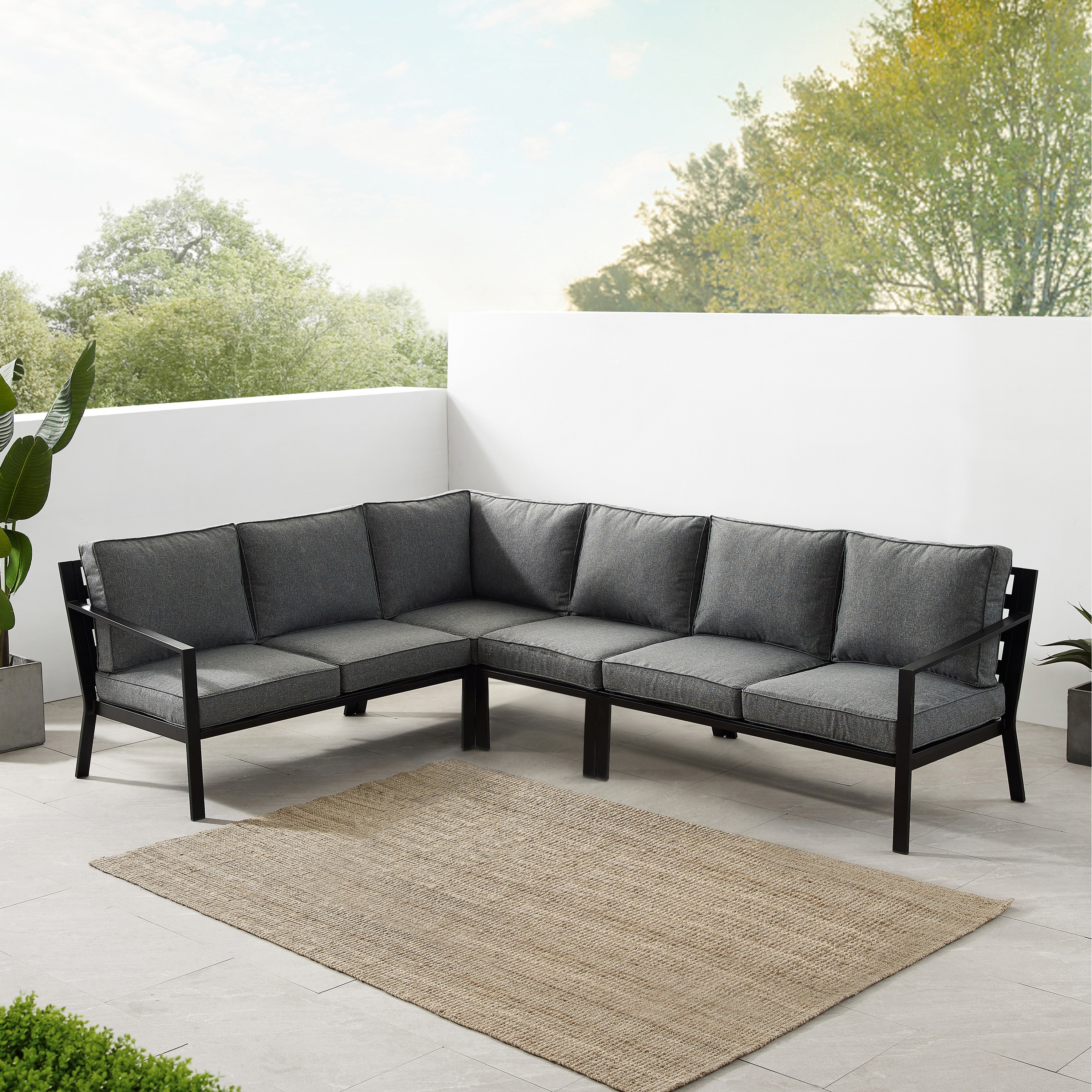 Clark 4pc Metal Outdoor Sectional Patio Furniture Set