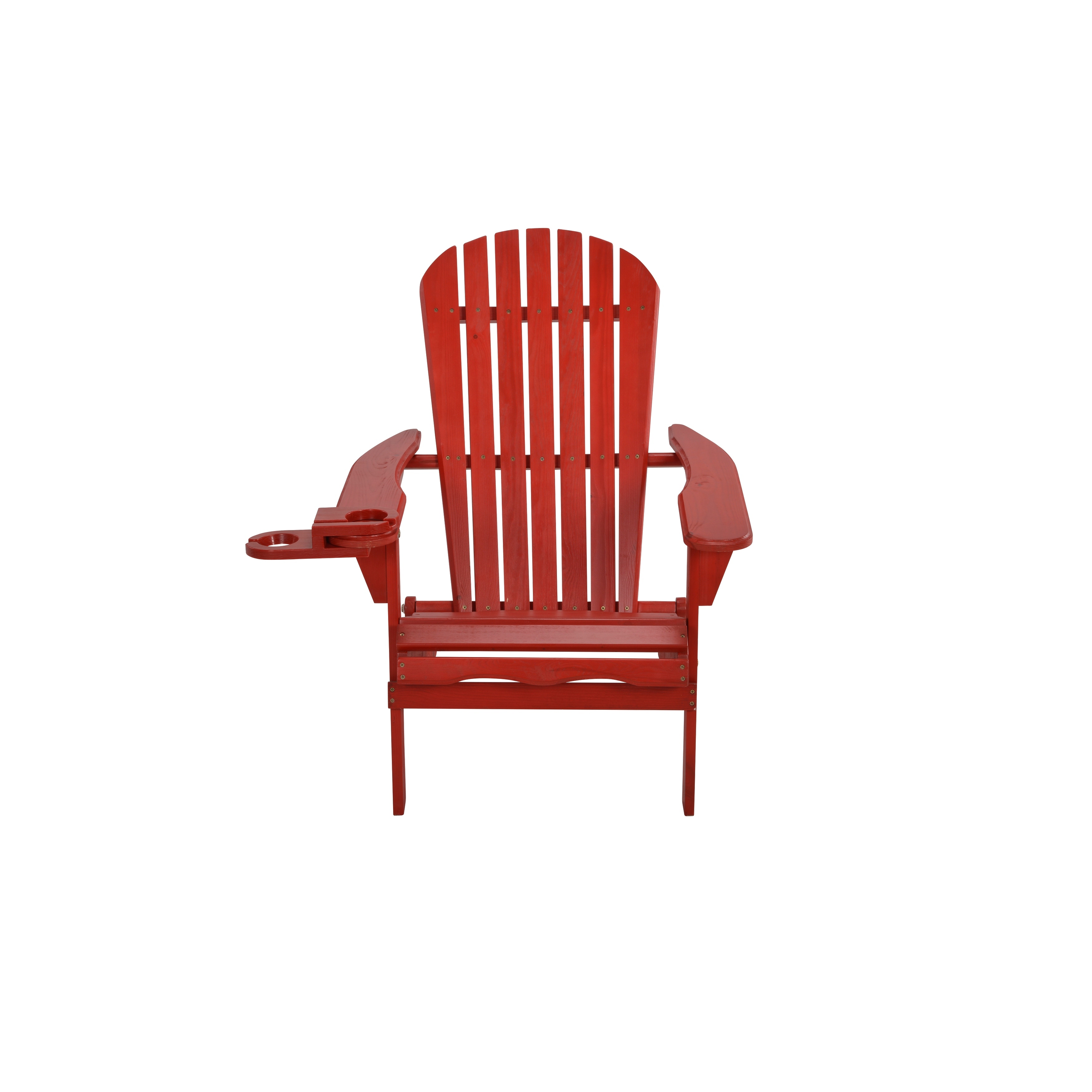 Foldable Adirondack Chair With Cup Holder  Red
