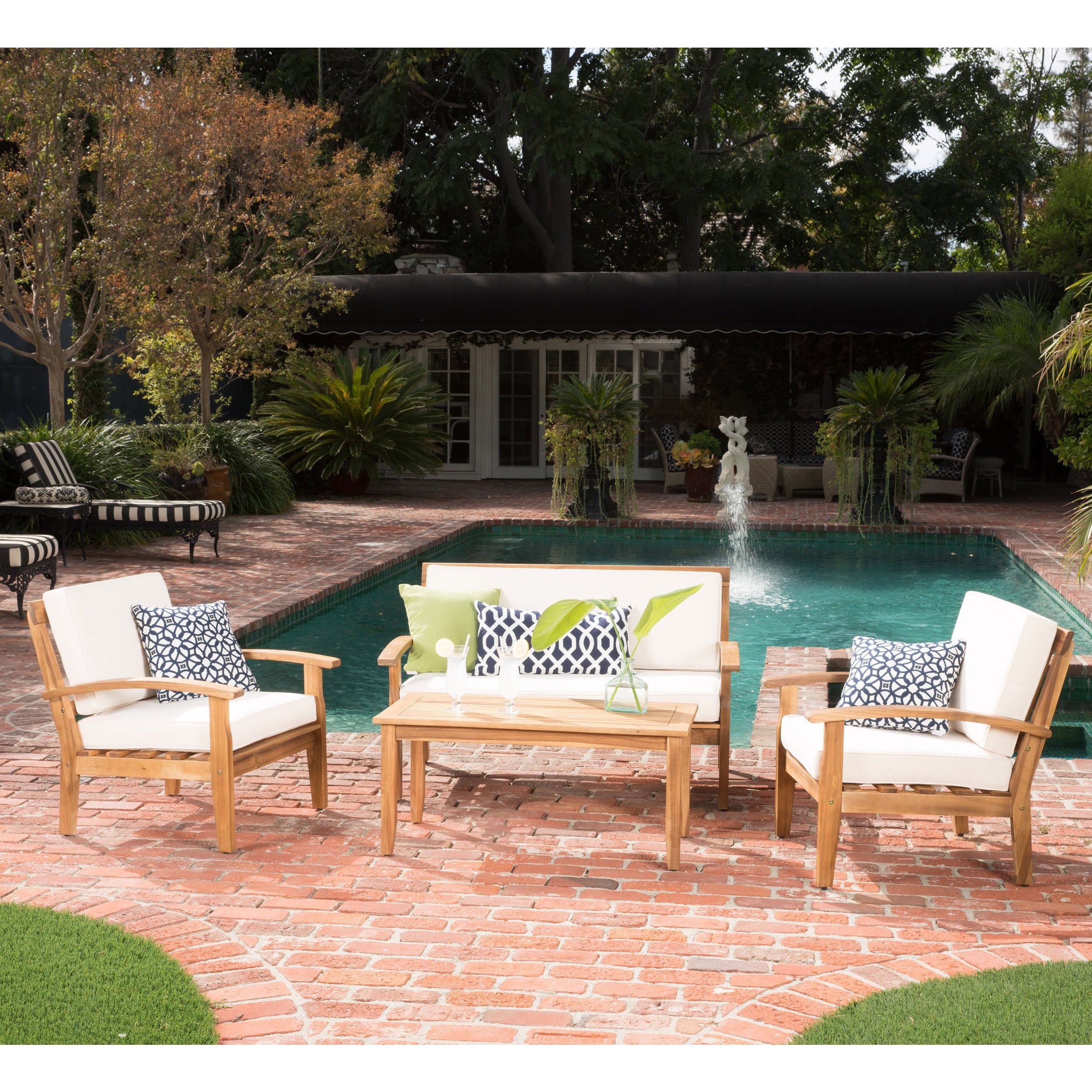 Peyton 4-piece Outdoor Wooden Chat Set By Christopher Knight Home