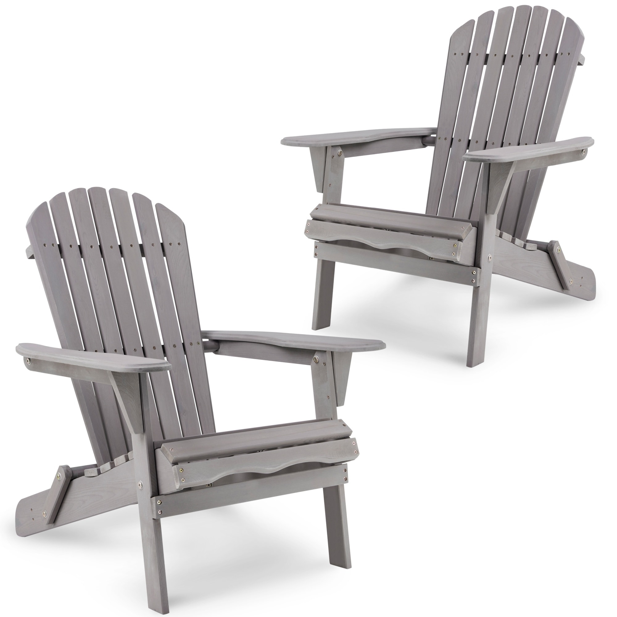 2 Pcs Outdoor Garden Solid Cedar Wood Folding Lounge Adirondack Chair