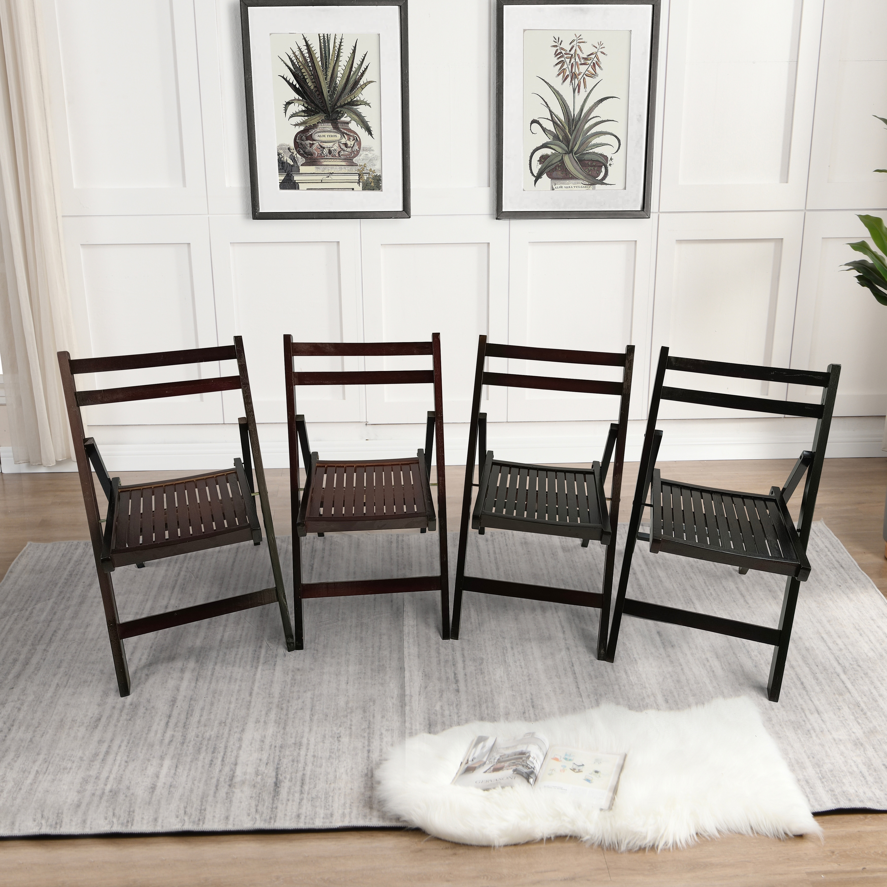 Furniture Slatted Wood Folding Special Event Chair  set Of 4