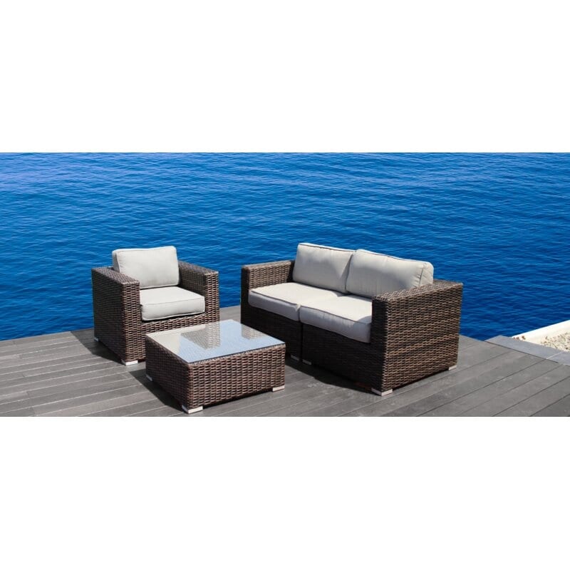 Lsi 4 Piece Club Set - All Weather Patio Sofa Set With Back Cushions