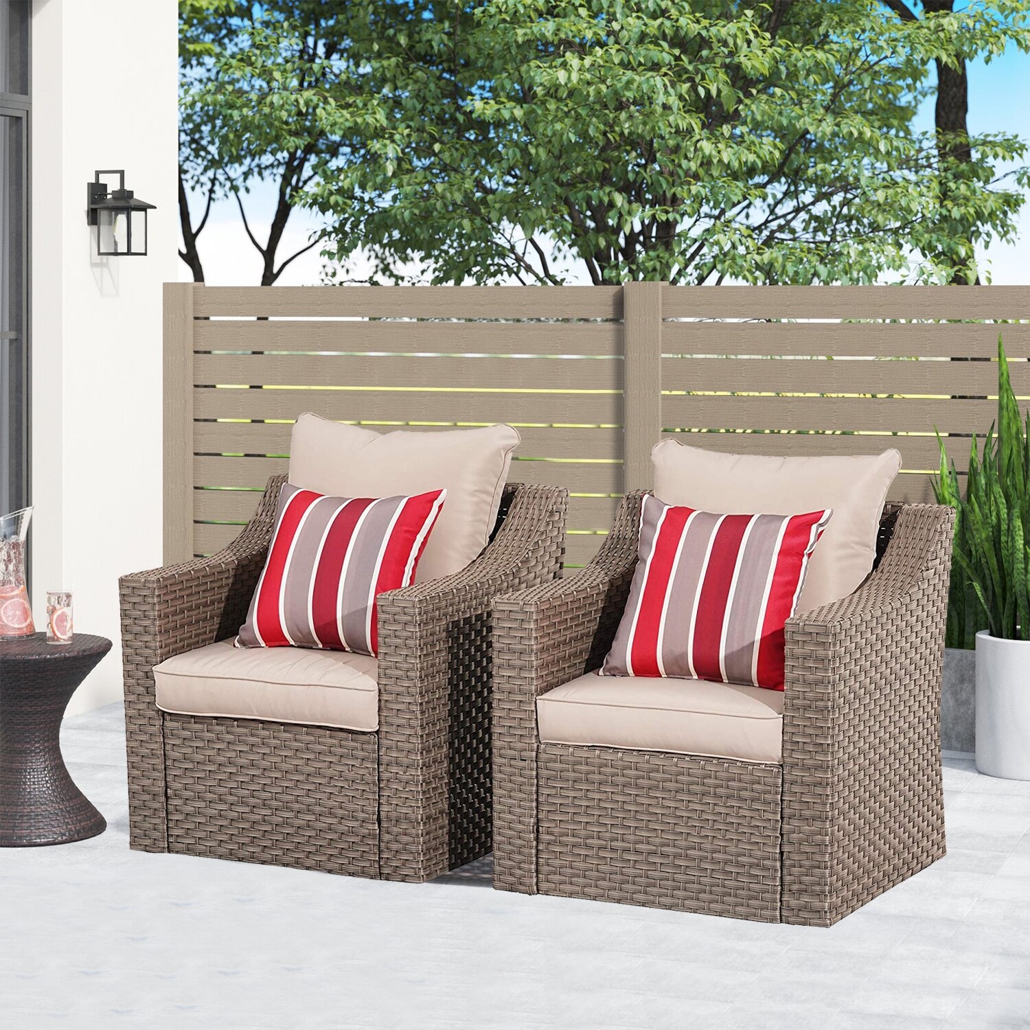 Wicker Outdoor Furniture With Two Single Chair