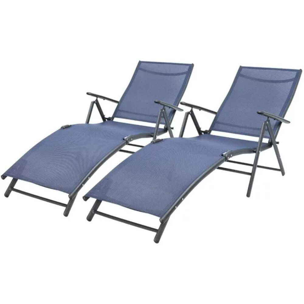Patio Lounge Chairs Set Of 2 Beach Adjustable Chaise Lounge Outdoor Pool Side Folding Recliners