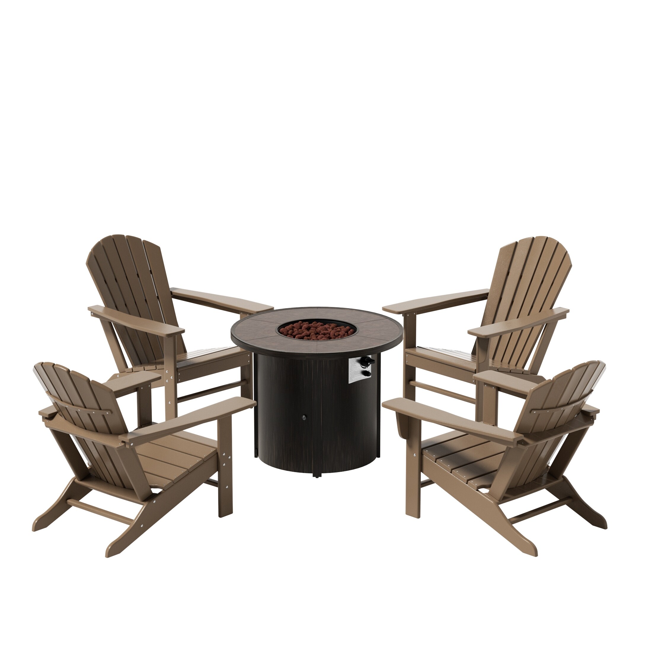Altura Outdoor Adirondack Chair With Round Fire Pit Table Set